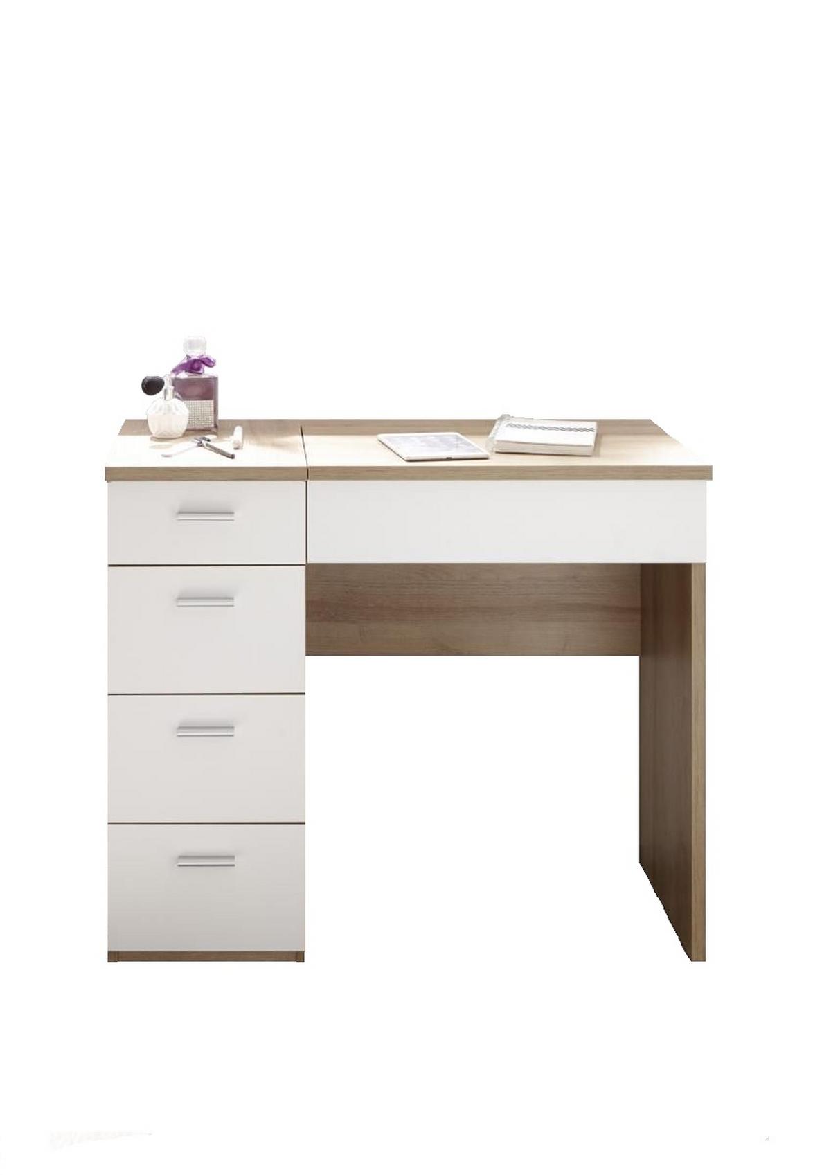 Schminktisch Make Up Weiß/ Eiche Dekor 90 cm - Weiß/Sonoma Eiche, Design, Holzwerkstoff (90/76/42cm) - Xora