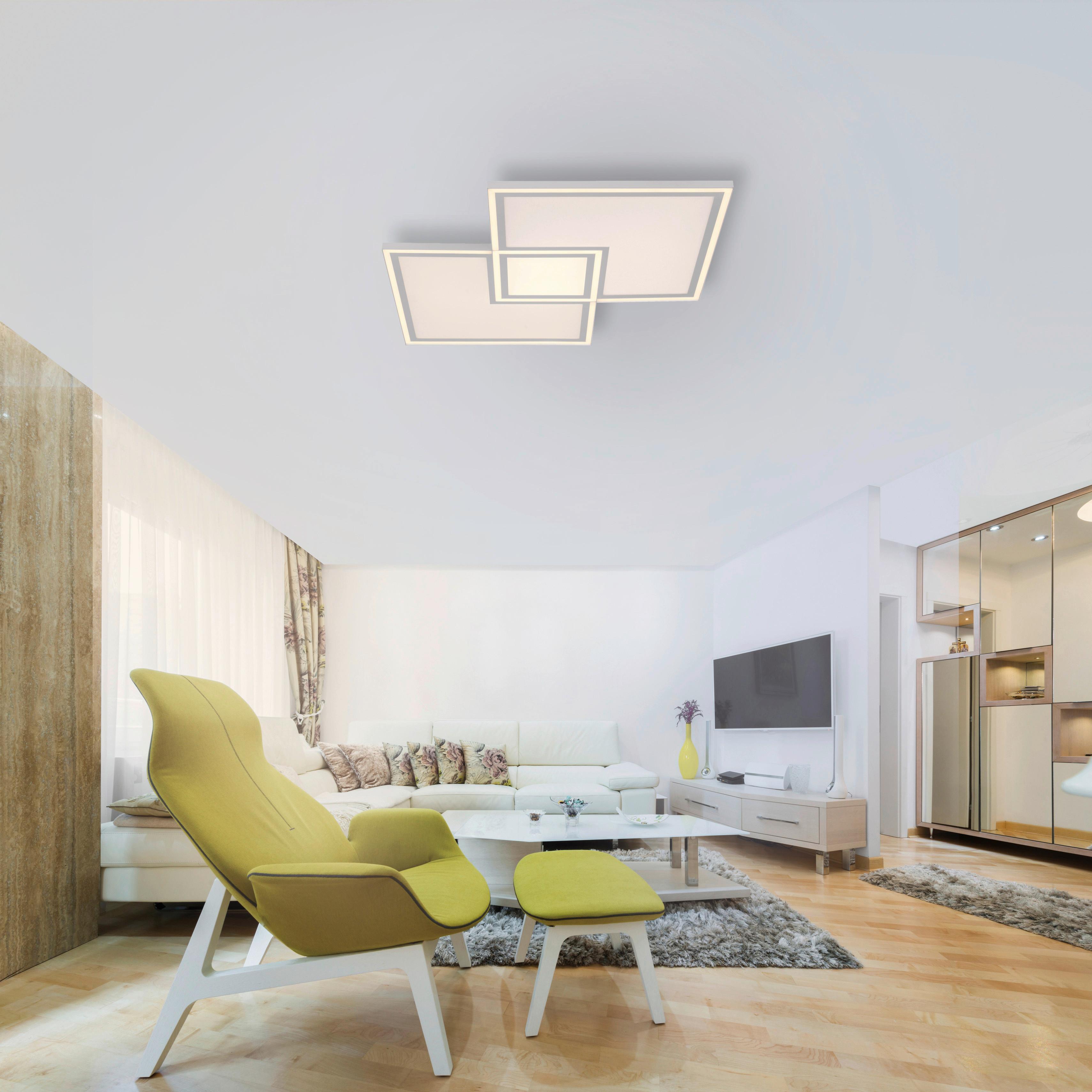 LED-Deckenleuchte Edging L: 67,7 cm dimmbar mit Schalter - Weiß, Design, Kunststoff/Metall (67,7/67,7/5,8cm)