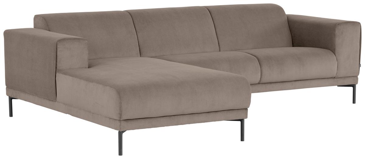 Ecksofa Erno Taupe S: 262 cm - Taupe/Schwarz, Design, Textil (262/183cm) - MID.YOU