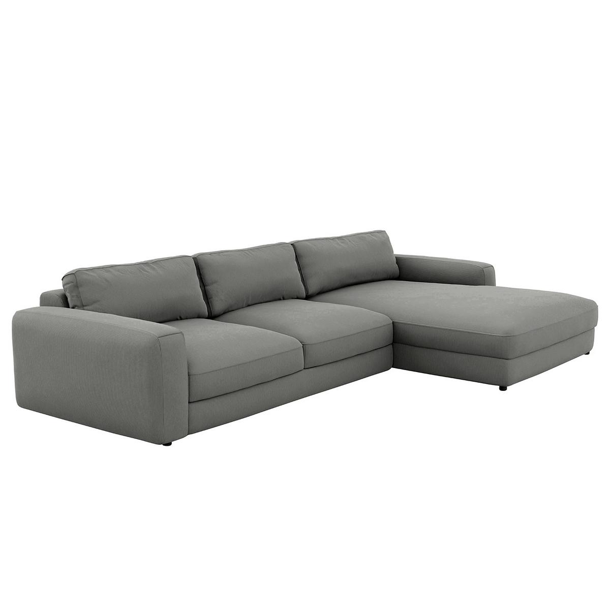 Ecksofa Bourbon, D. Grau S: 303x176 cm - Dunkelgrau/Schwarz, MODERN, Textil (303/176cm) - Trendmanufaktur