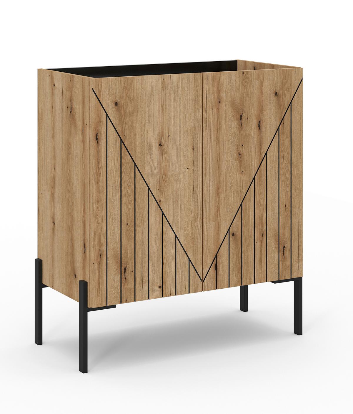 KOMODA NEO - černá/tmavý dub, Design, kov/kompozitní dřevo (82/91/40cm) - Livetastic