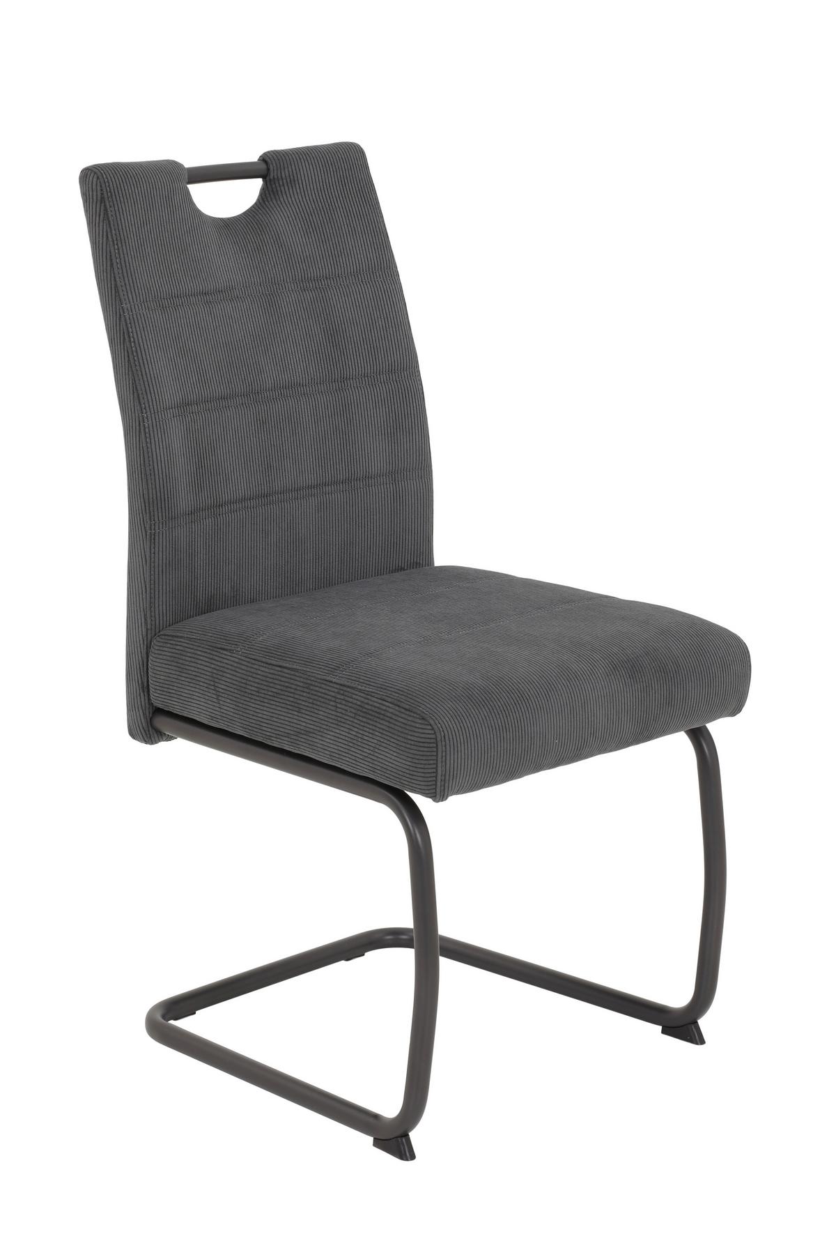 SCHWINGSTUHL-SET LAURINA I S 2ER-SET - Anthrazit/Grau, MODERN, Textil/Metall (50/97/63cm) - P & B