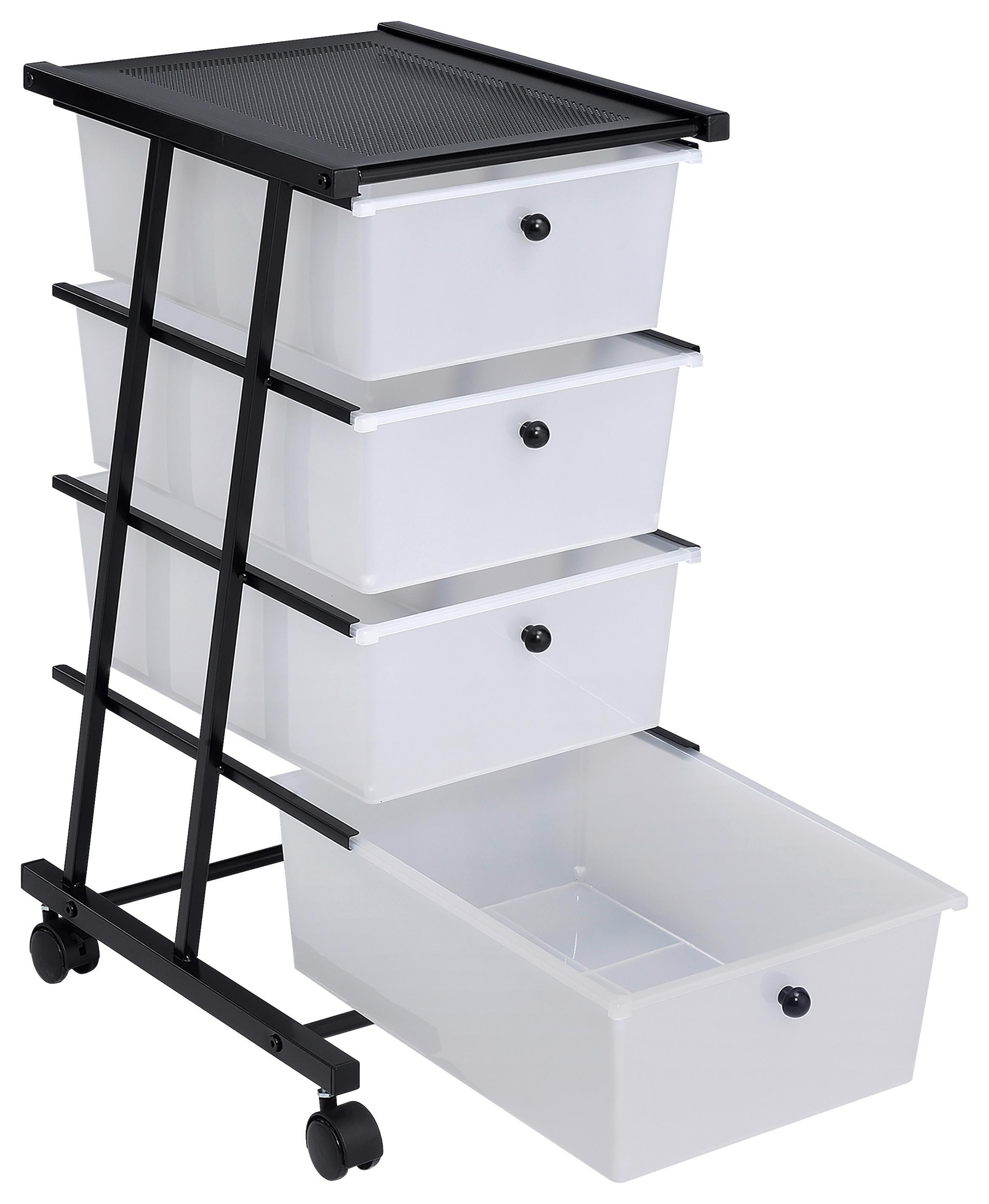 Rollcontainer Conny Schwarz/weiß B: 33 Cm - Schwarz/Weiß, MODERN, Kunststoff/Metall (33/70/40cm)