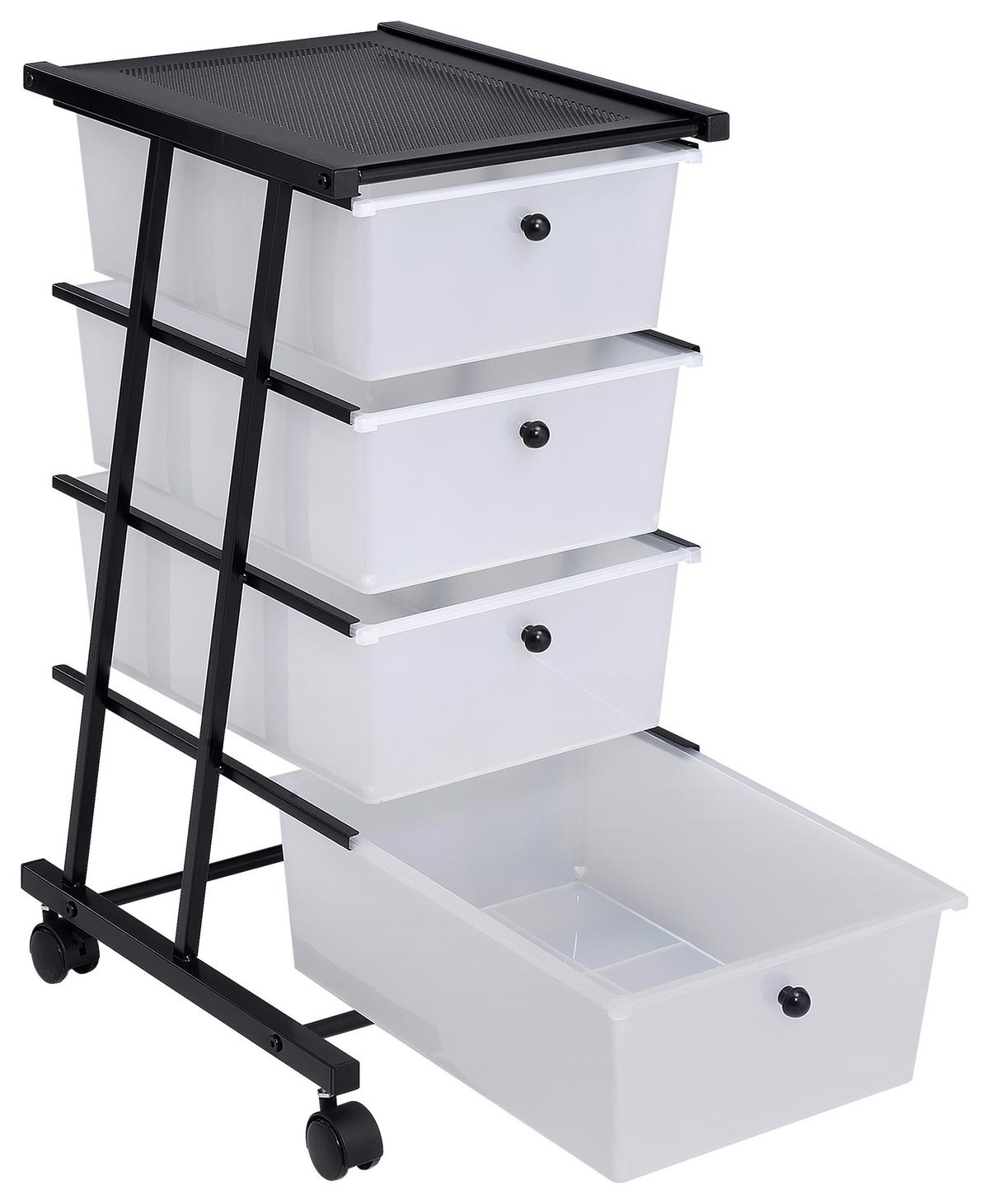 Rollcontainer Conny Schwarz/Weiß B: 33 cm - Schwarz/Weiß, MODERN, Kunststoff/Metall (33/70/40cm)
