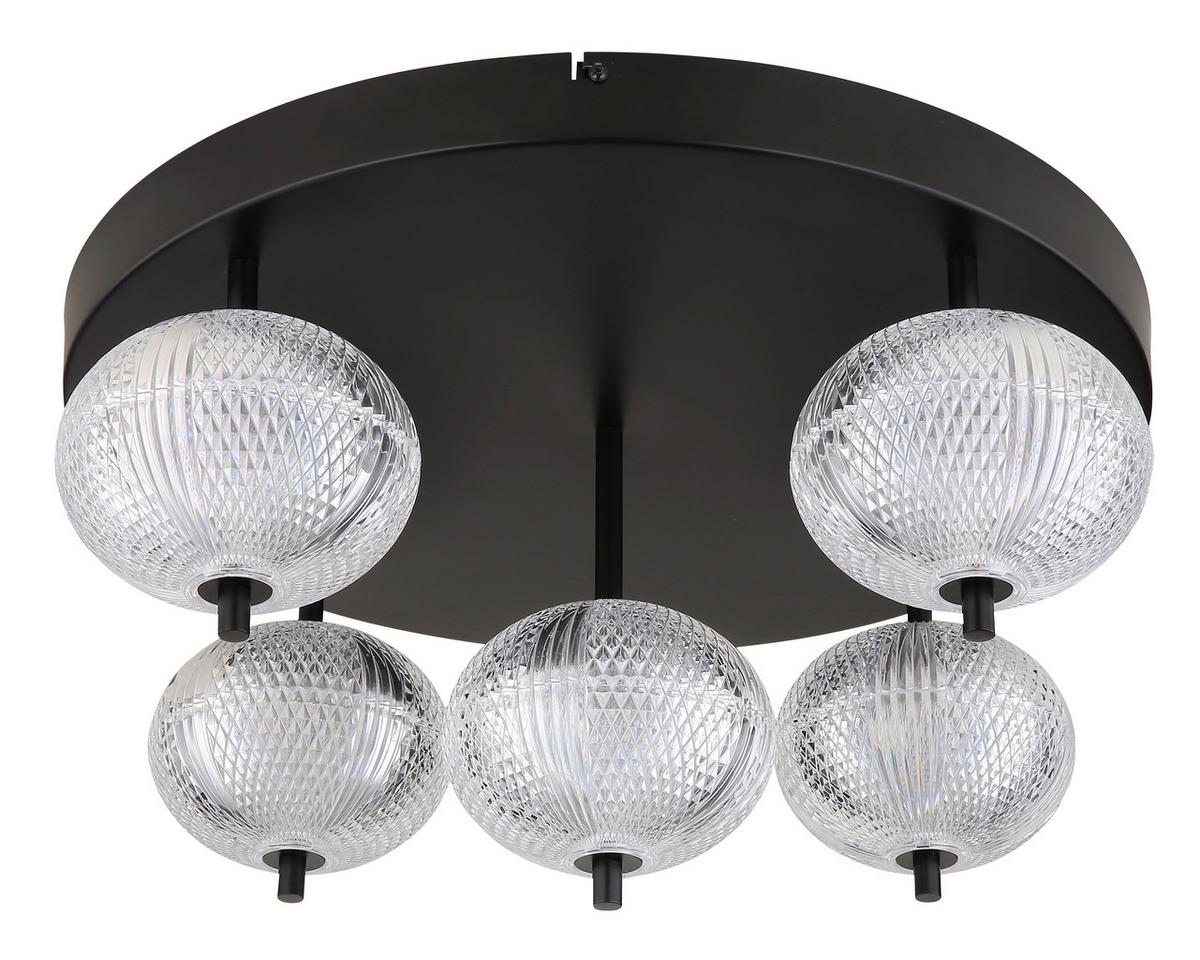 Led-deckenleuchte 16042-5d - Klar/Schwarz, KONVENTIONELL, Kunststoff/Metall (58/27cm) - Globo