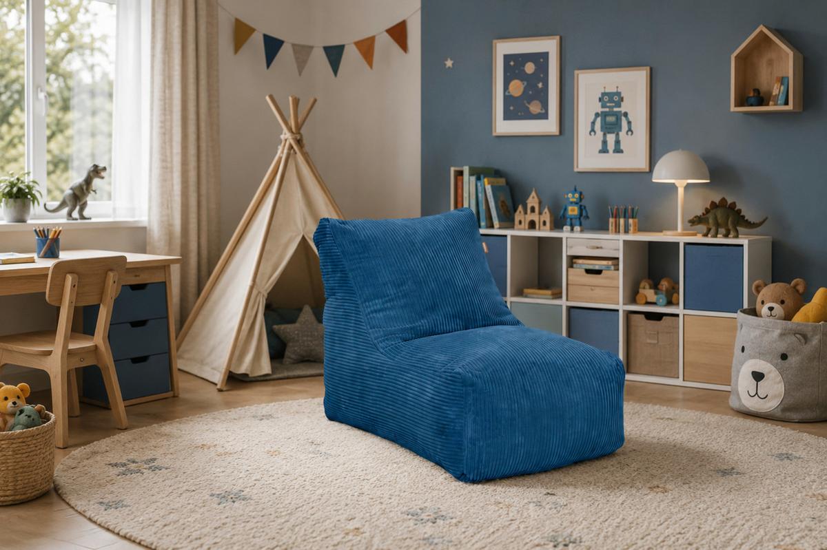 Sitzsack Luno Cord dunkelblau,Indoor,B: 70cm - Dunkelblau, Basics, Textil (70/70/100cm)