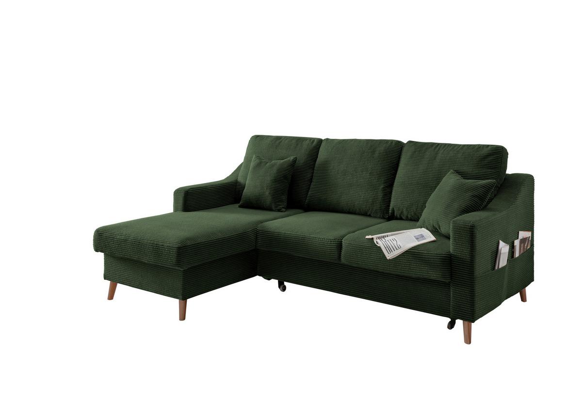 Ecksofa Valentina - Dunkelgrün/Naturfarben, Design, Textil (150/228cm) - P & B
