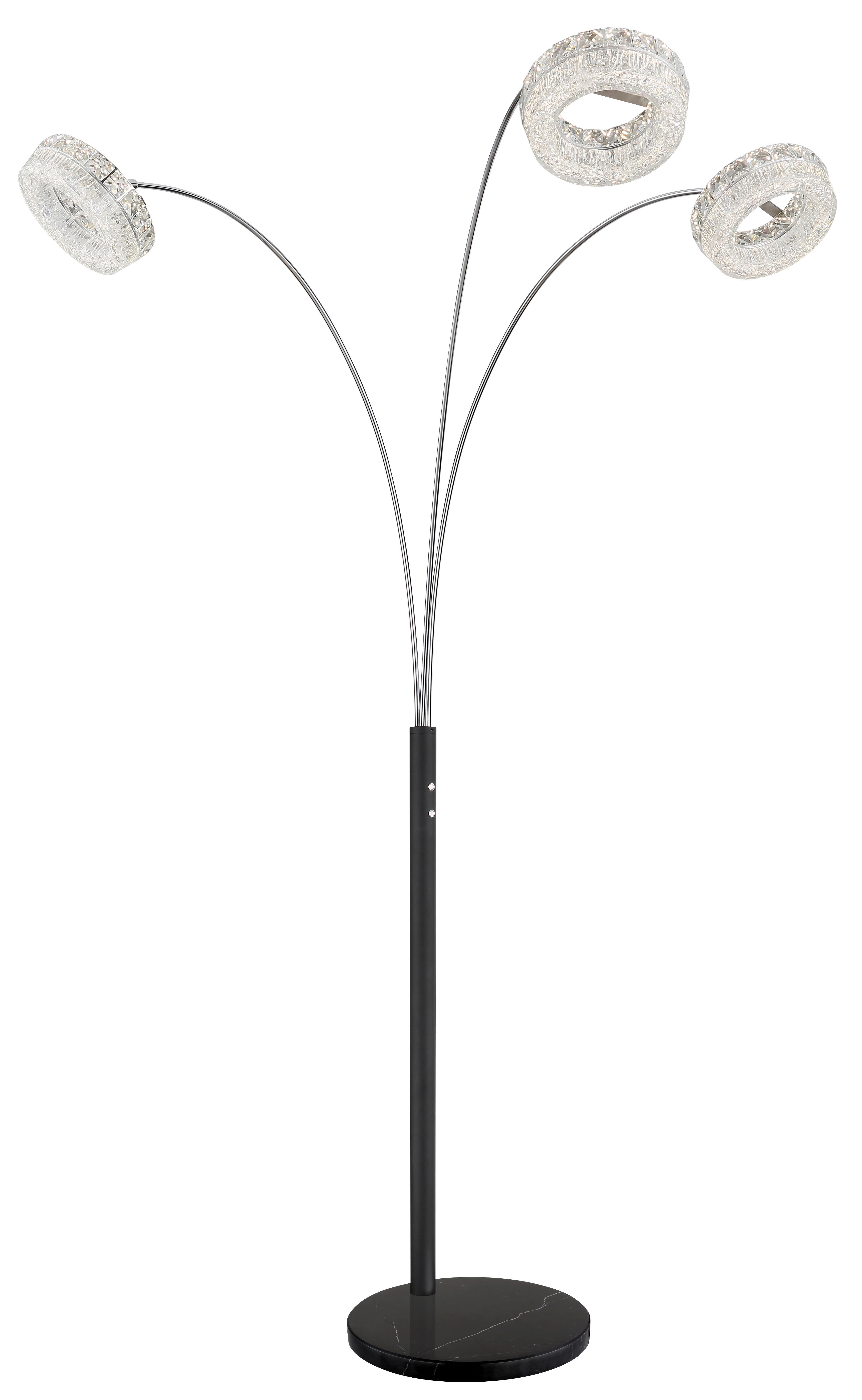 Led-stehleuchte Memory-Funktion - Klar/Schwarz, Design, Glas/Kunststoff (82,5/102/190cm) - Globo