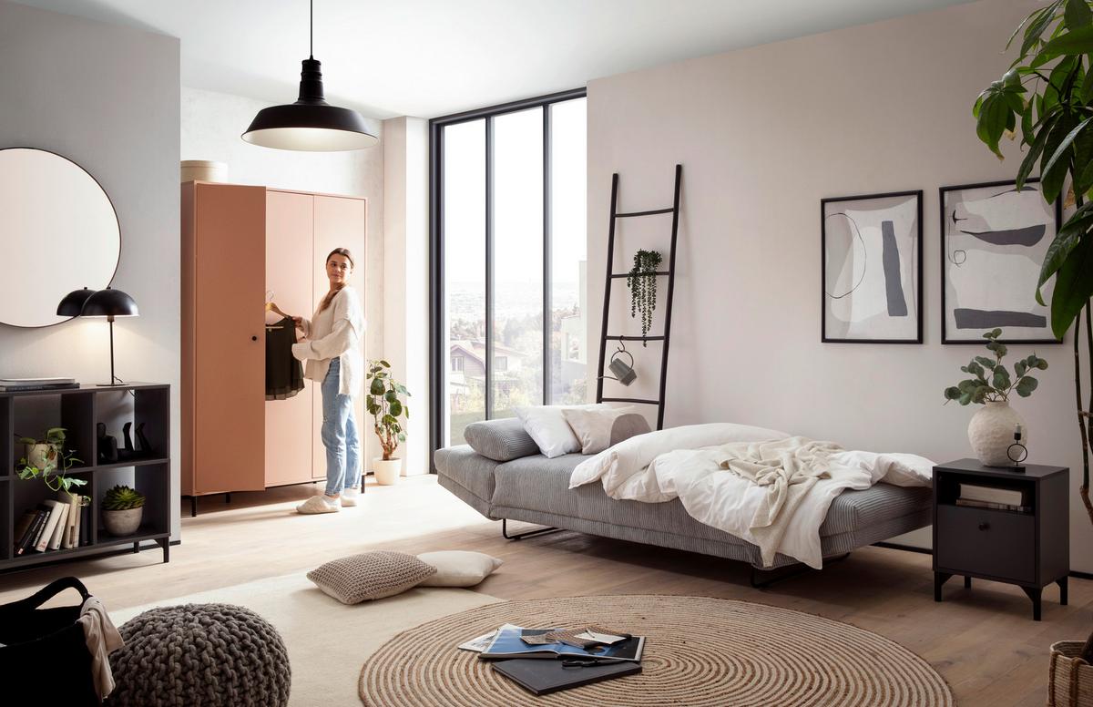 Schlafsofa Hellgrau B: 210 Cm - Hellgrau/Schwarz, Design, Textil (210/95/97cm) - MID.YOU