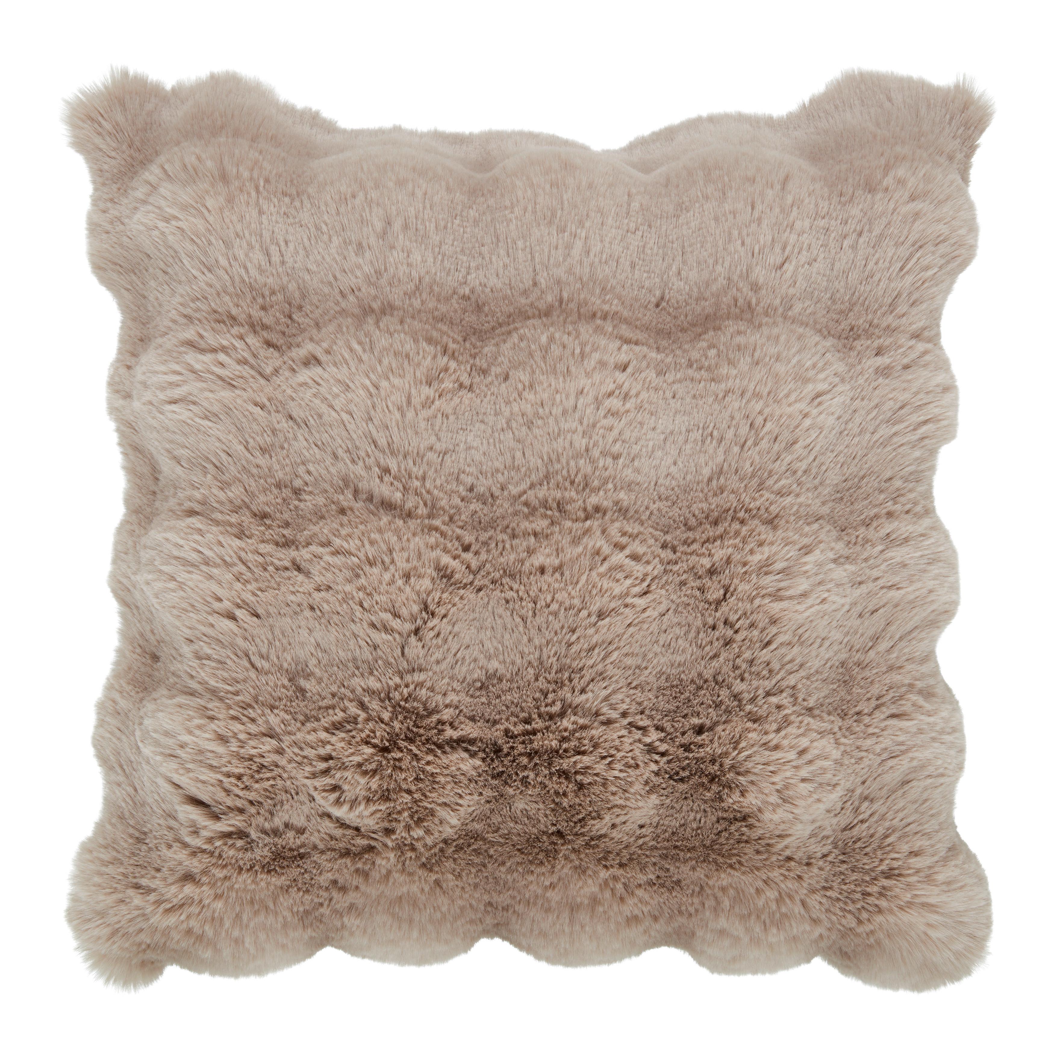 Kožešinový polštář Bella, 45/45cm, šedohnědá - šedohnědá, Moderní, textil (45/45cm) - Premium Living
