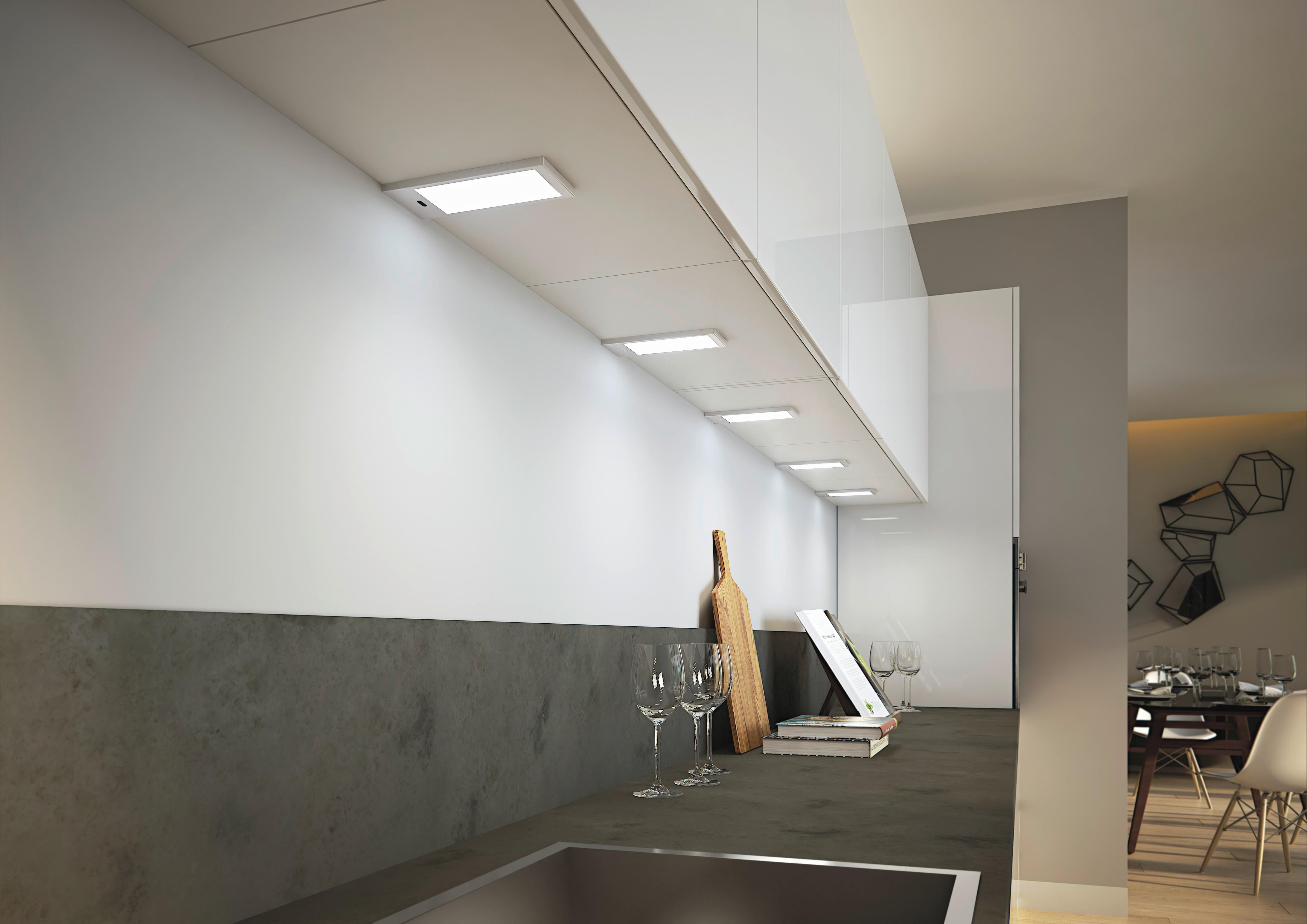 Unterbauleuchte 2x Led 5 W Edelstahl - Schwarz, MODERN, Metall (19/10/24cm)