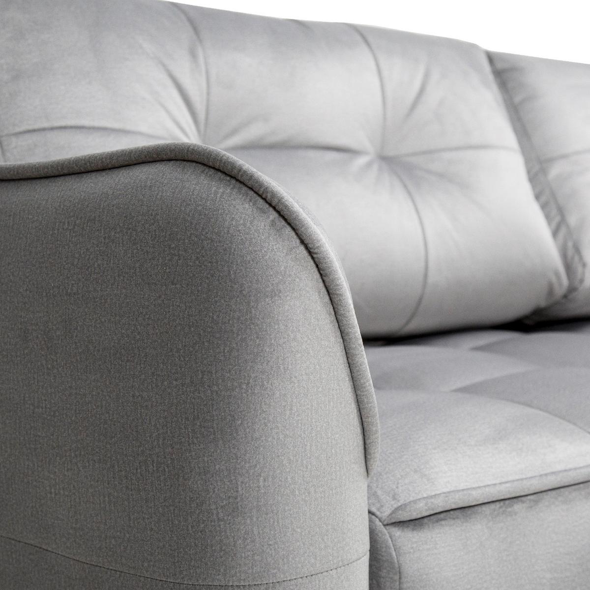 Boxspringová pohovka BOMBEI, sivý velúr - čierna/sivá, Modern, drevo/kompozitné drevo (243/94/125cm) - Premium Living