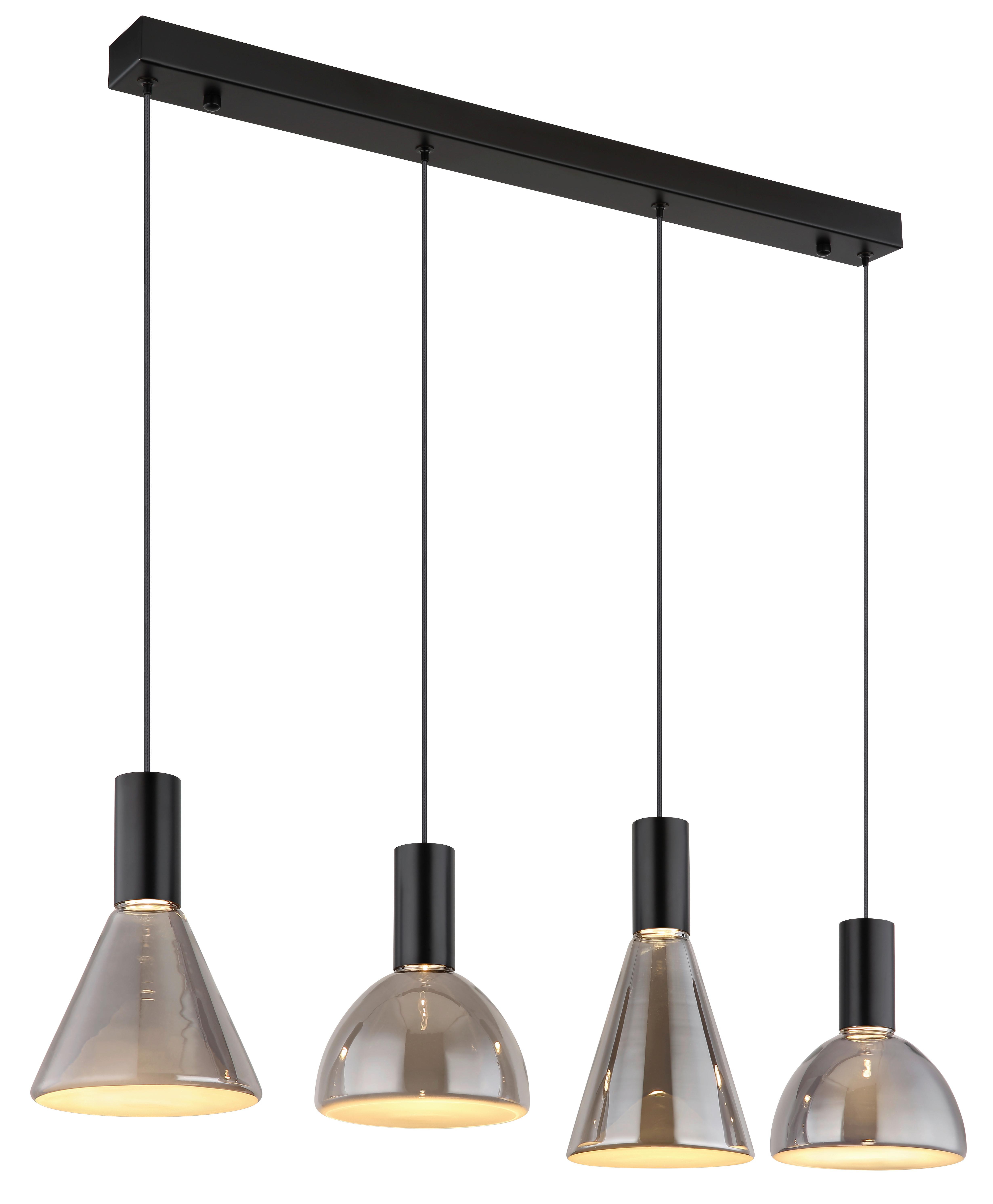 LED-Hängeleuchte 15741-4 - Hellgrau, Design, Glas/Kunststoff (87/17/150cm) - Globo