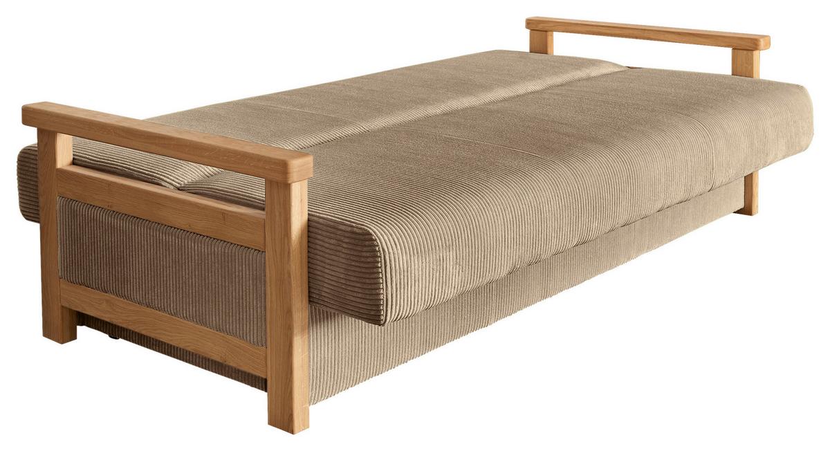 Schlafsofa Malaga Hellbraun B: 220cm - Hellbraun/Naturfarben, Design, Holz/Textil (220/90/90cm) - P & B