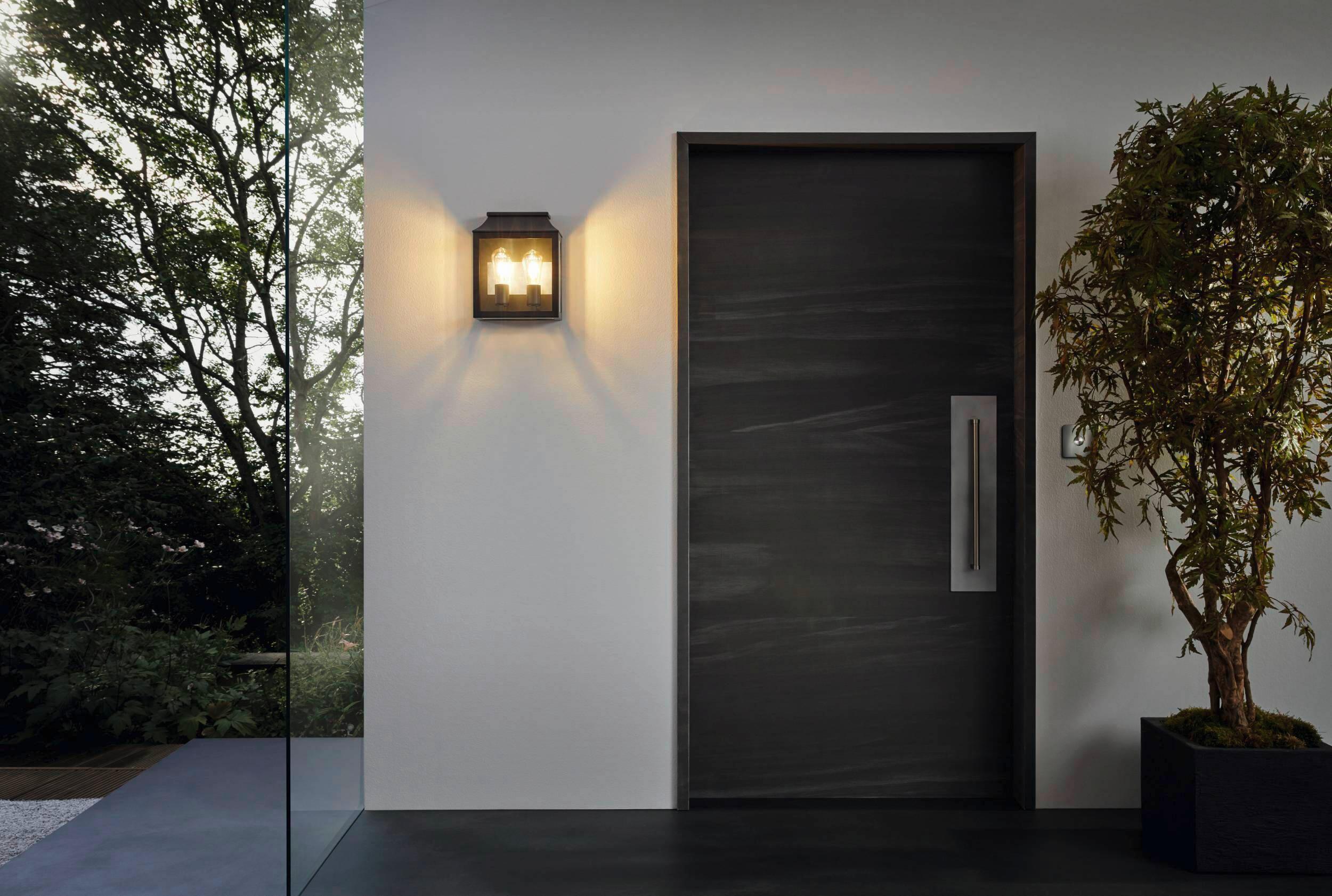 Außenwandleuchte Soncino 60w Metall Glas, Wandmontage - Klar/Schwarz, KONVENTIONELL, Glas/Metall (33/26,5/12cm) - Eglo