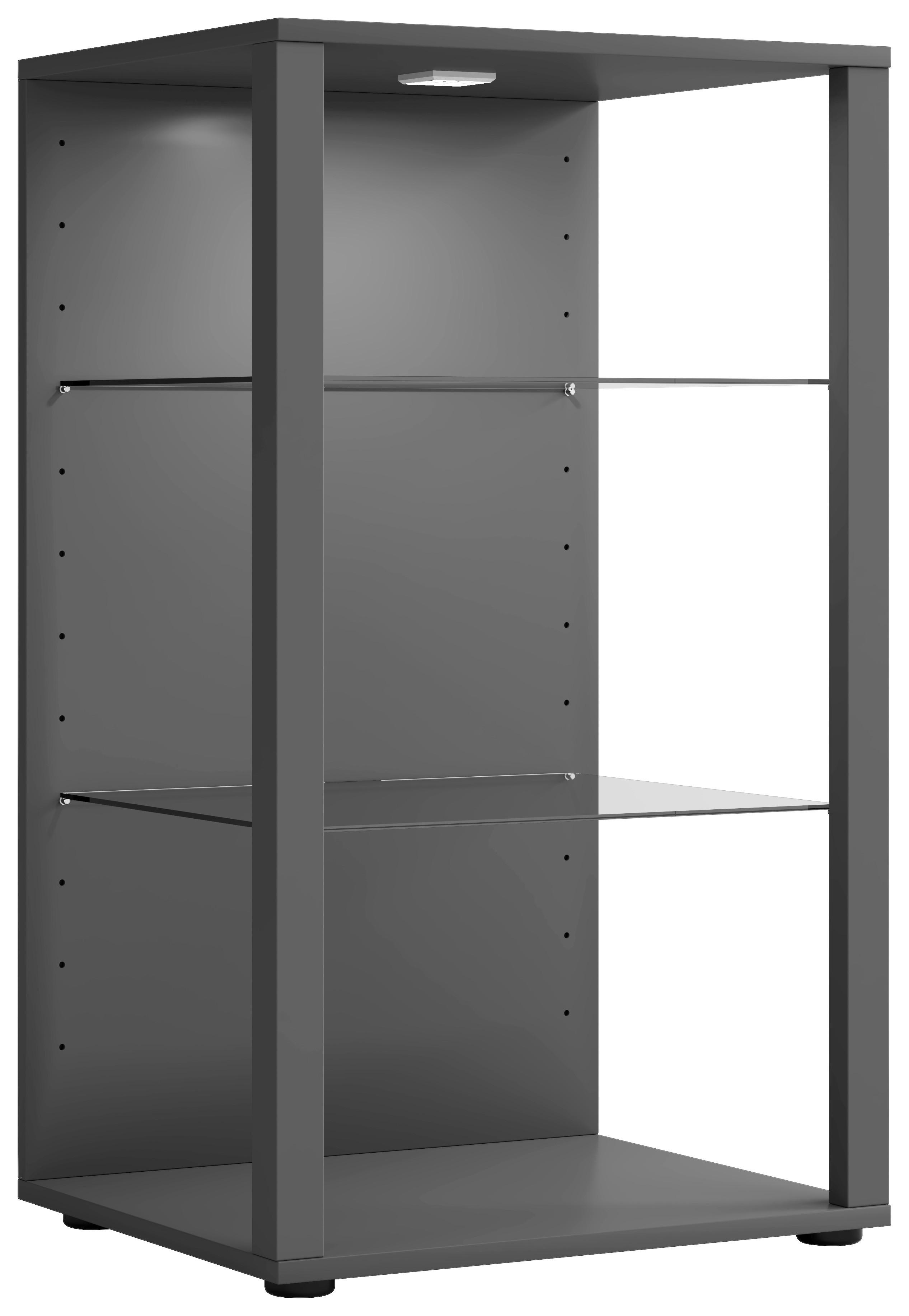 Vitrína GLASOL XXL , antracitová - čierna/antracitová, Modern, kompozitné drevo/plast (52/90/44cm) - MID.YOU