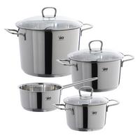 Sada hrnců ELIAN 4-dílna sada - průhledné/čiré, Moderní, kov/sklo - ELO