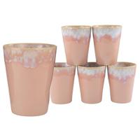 Kaffeebecher Handbemalt Rosa 6tlg Grespresso Je ca. 360 ml - Rosa, Basics, Keramik (32/19,5/26cm) - Creatable