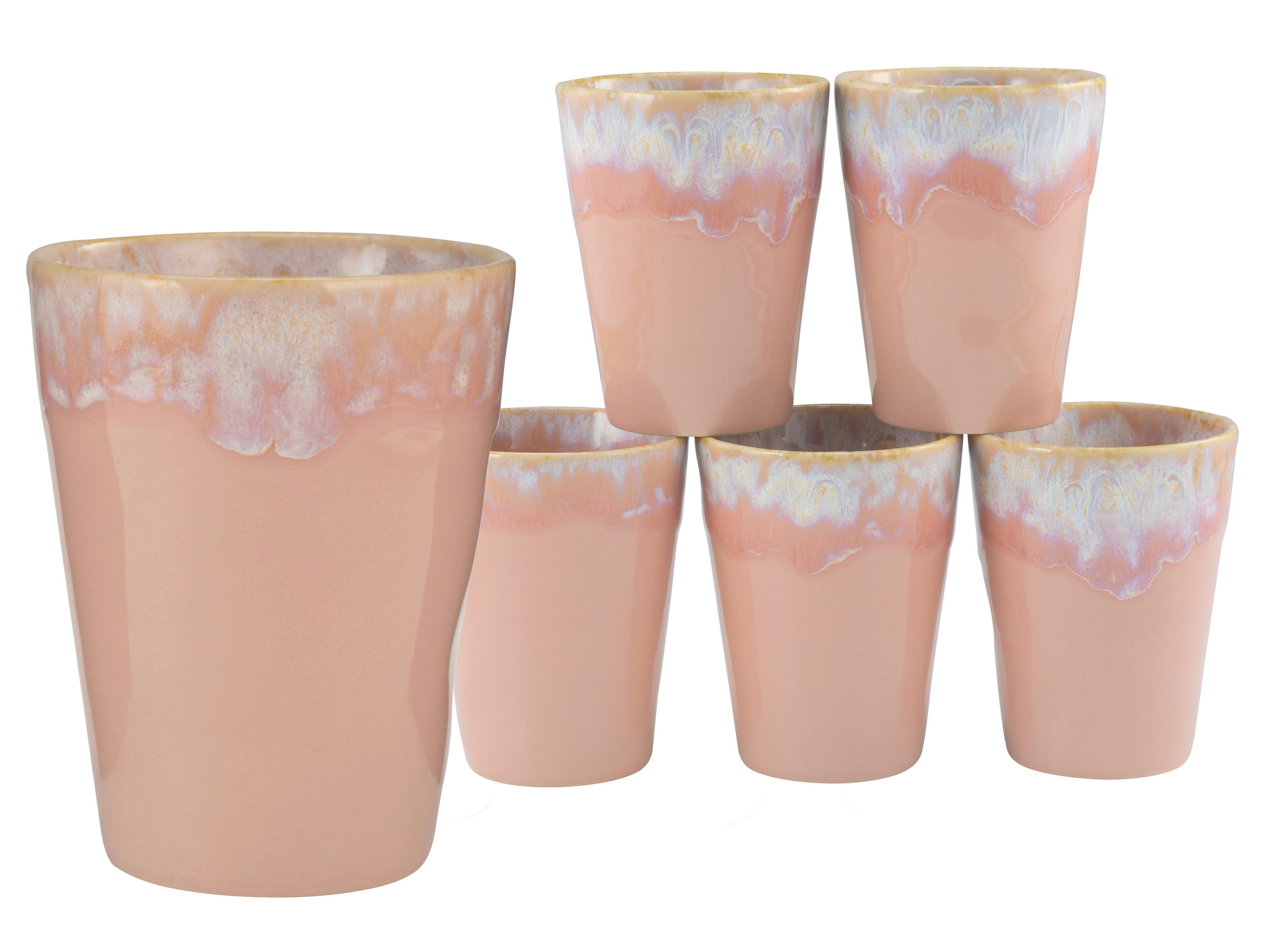 Kaffeebecher Handbemalt Rosa 6tlg Grespresso Je ca. 360 ml