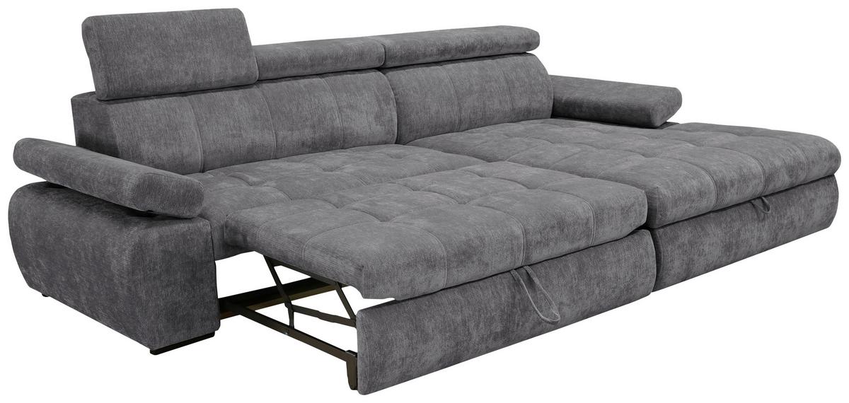 Rohová sedačka VEGAS, pravá, tmavosivá ženilka - čierna/tmavosivá, Design, drevo/textil (294/173cm)