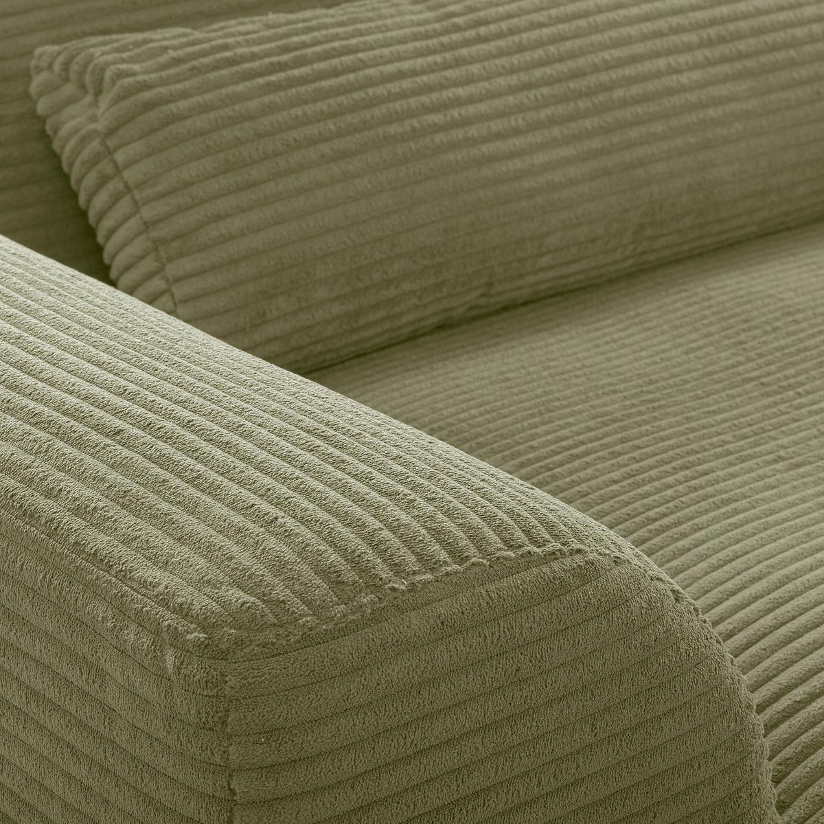 Ecksofa Berlin Cord Olivgrün 313x172 cm - Schwarz/Olivgrün, Design, Textil (313/172cm) - P & B
