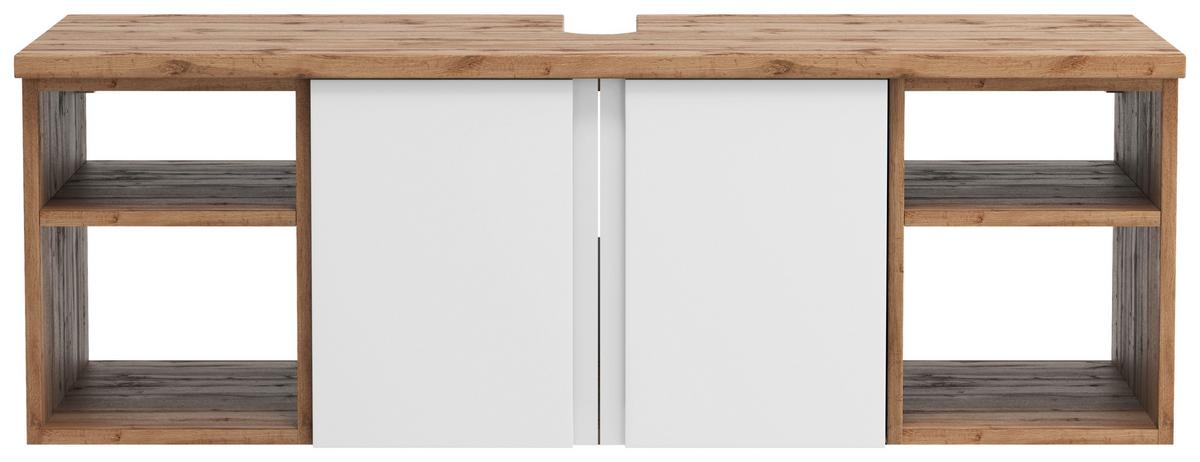 Hängender Waschbecken -Unterschrank Arosa B: 120 cm - Eiche Wotan/Weiß, MODERN, Holzwerkstoff (120/41/47cm) - Held