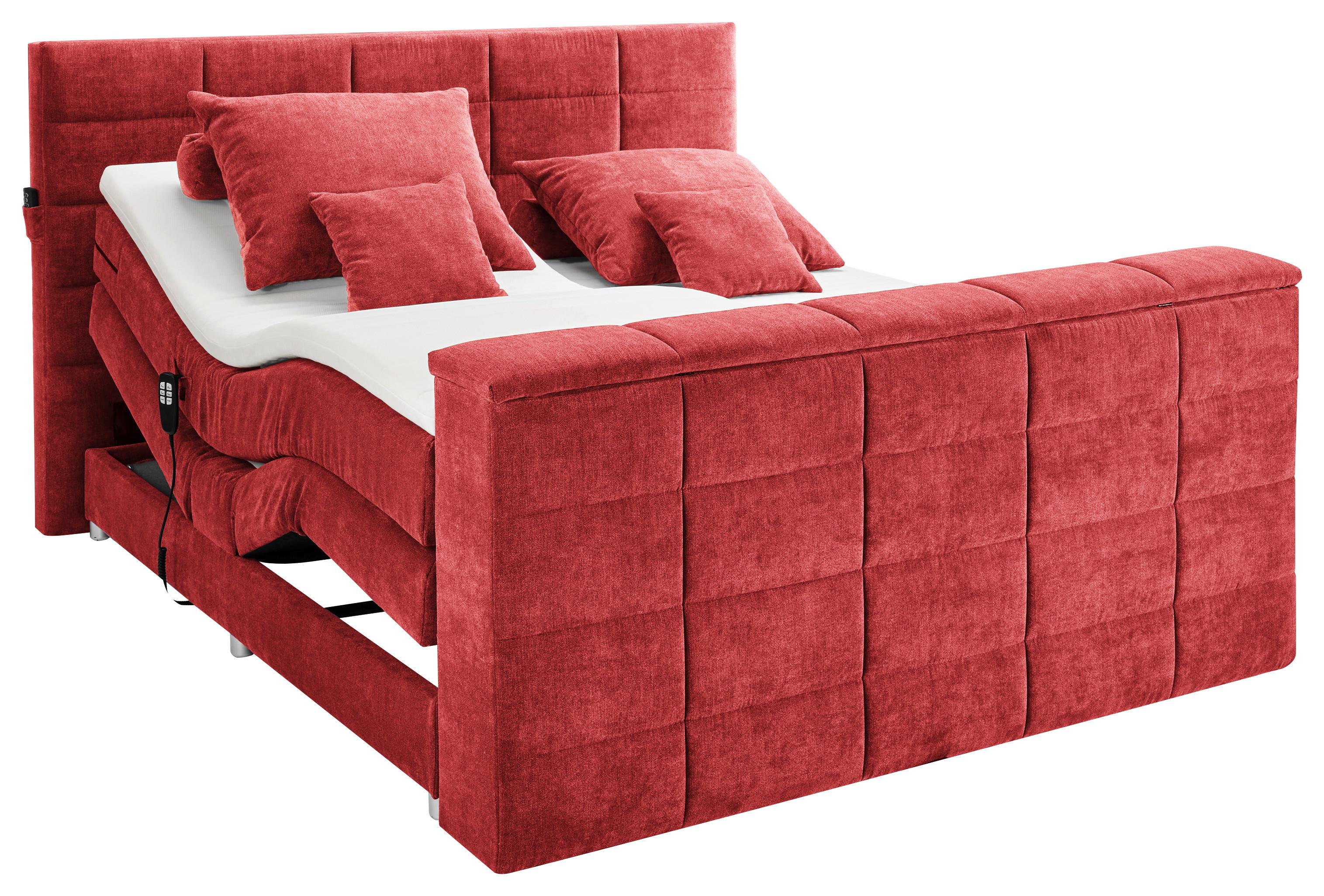 Boxspringbett mit Topper 180x200 cm Denver - Rot, KONVENTIONELL, Textil (180/200cm) - Carryhome