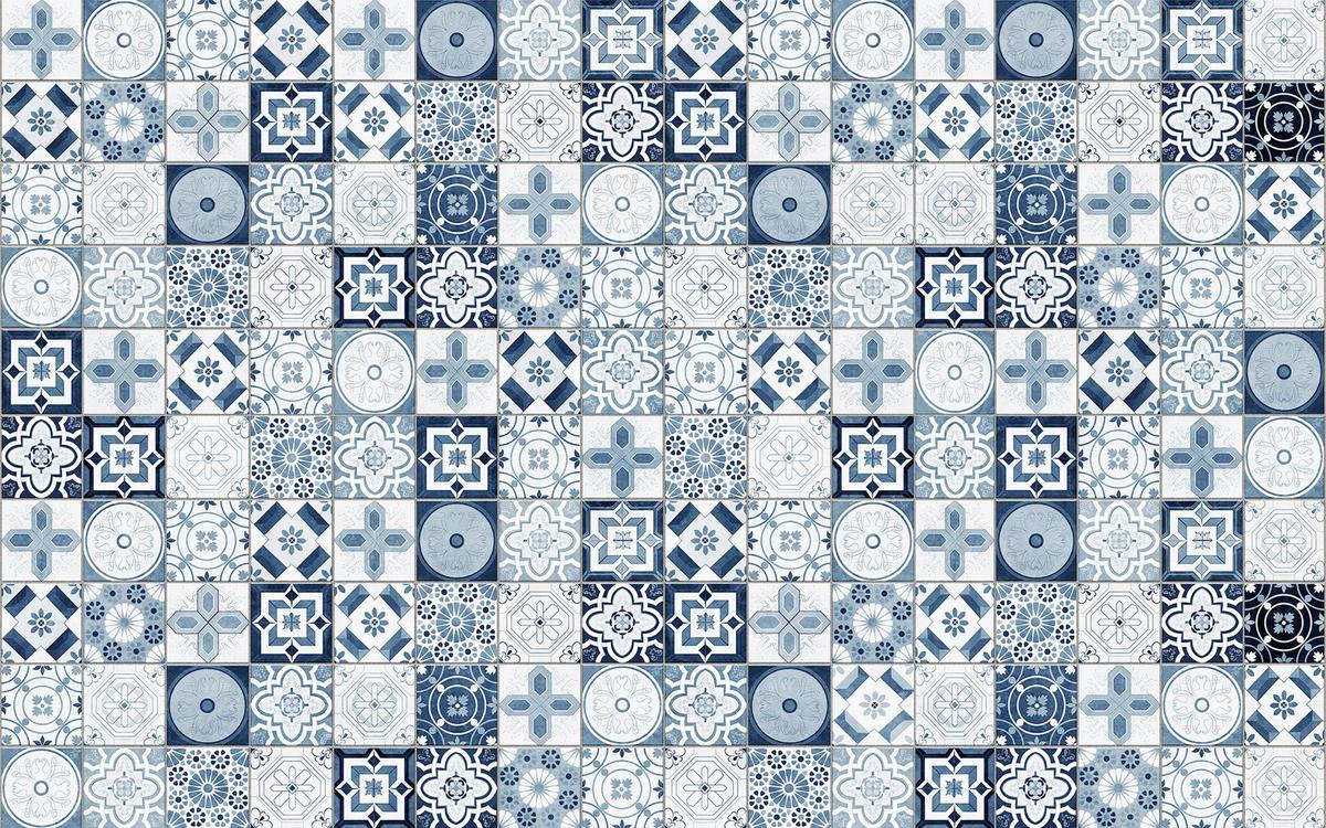 Vliestapete Palazzo Preferito - Blau/Weiß, Basics (400/250cm) - Komar