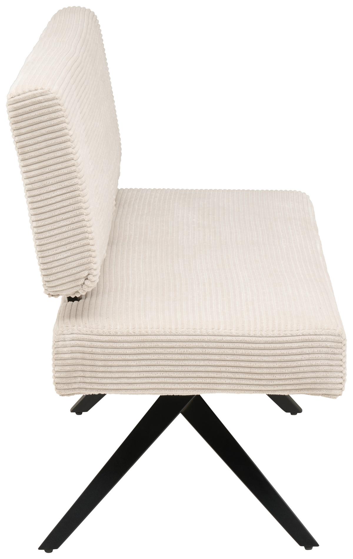 Sitzbank Chios Mit Lehne Cord Beige, B: 140 Cm - Beige/Schwarz, KONVENTIONELL, Textil/Metall (140/90/62cm) - MID.YOU