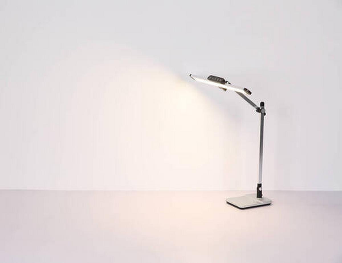 LED-Schreibtischleuchte 58453 - Silberfarben/Schwarz, Design, Kunststoff/Metall (36,8/50/61,2cm) - Globo