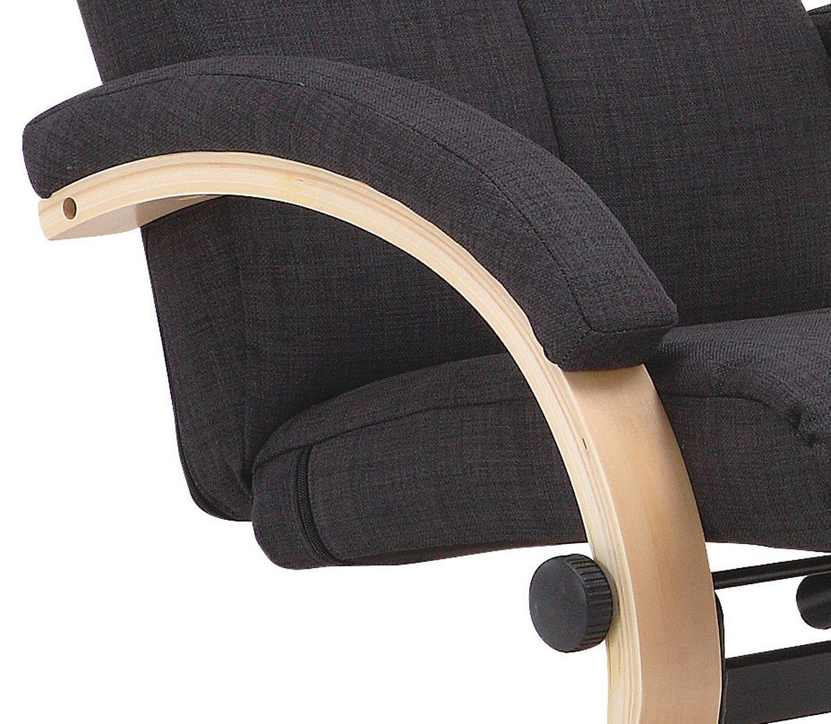 Fernsehsessel mit Fußhocker Niklas Webstoff Dunkelgrau - Dunkelgrau/Naturfarben, MODERN, Holz/Textil (66/98-86/80-110cm) - Ondega