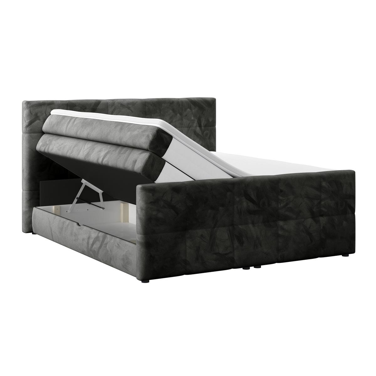 Boxspringbett mit Topper und Bettkasten 160x200 cm Medino - Anthrazit, KONVENTIONELL, Holz/Holzwerkstoff (160/200cm) - Luca Bessoni