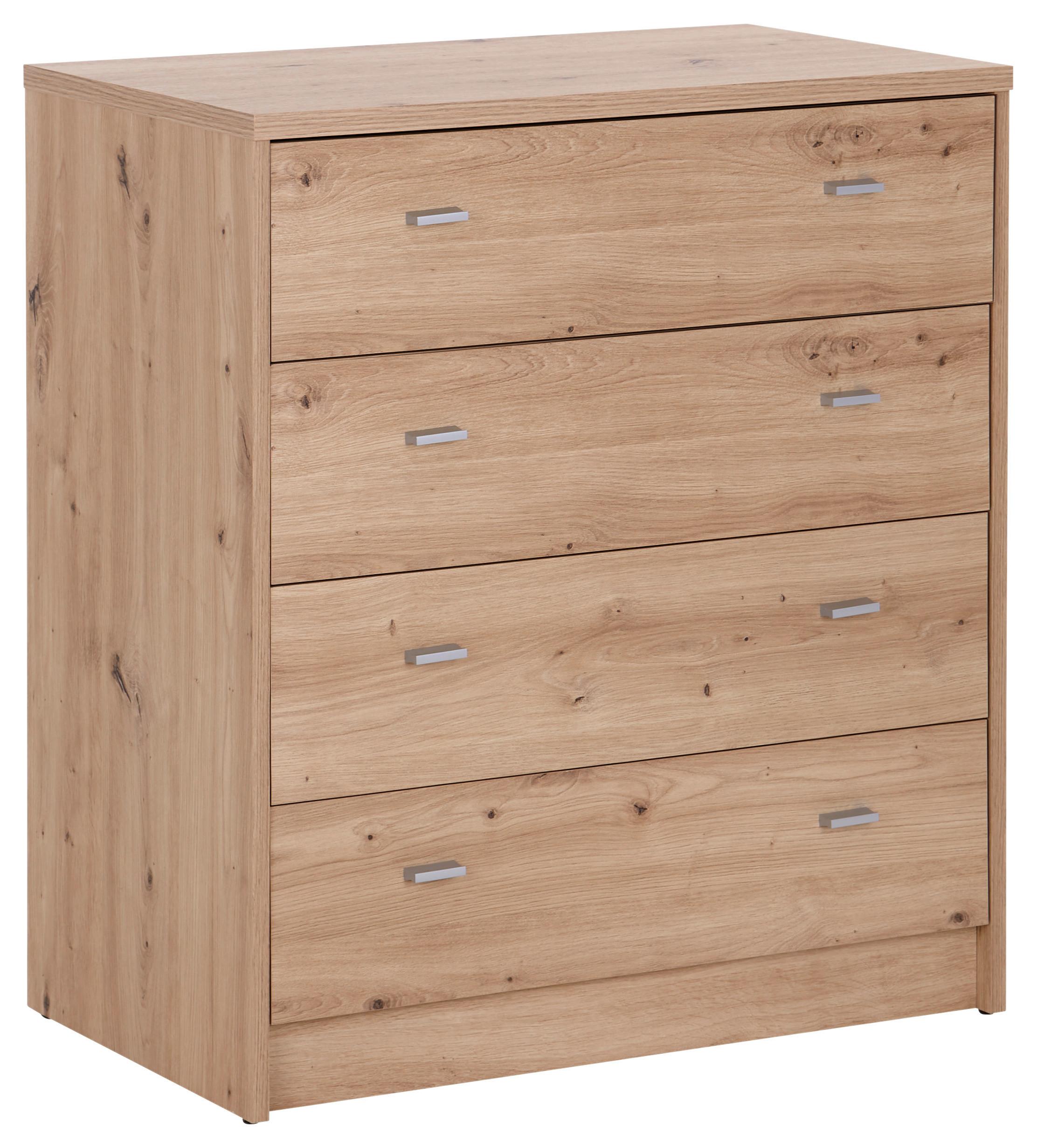 Eichefarbene Kommode mit vier Schubladen