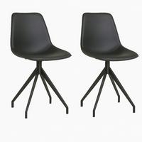 Stuhl-set Monaco Schwarz B: 48 Cm - Schwarz, MODERN, Textil/Metall (48/86/56cm) - MID.YOU