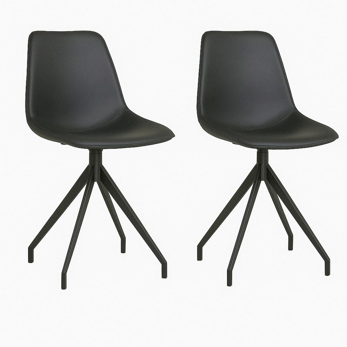 Stuhl-set Monaco Schwarz B: 48 Cm - Schwarz, MODERN, Textil/Metall (48/86/56cm) - MID.YOU