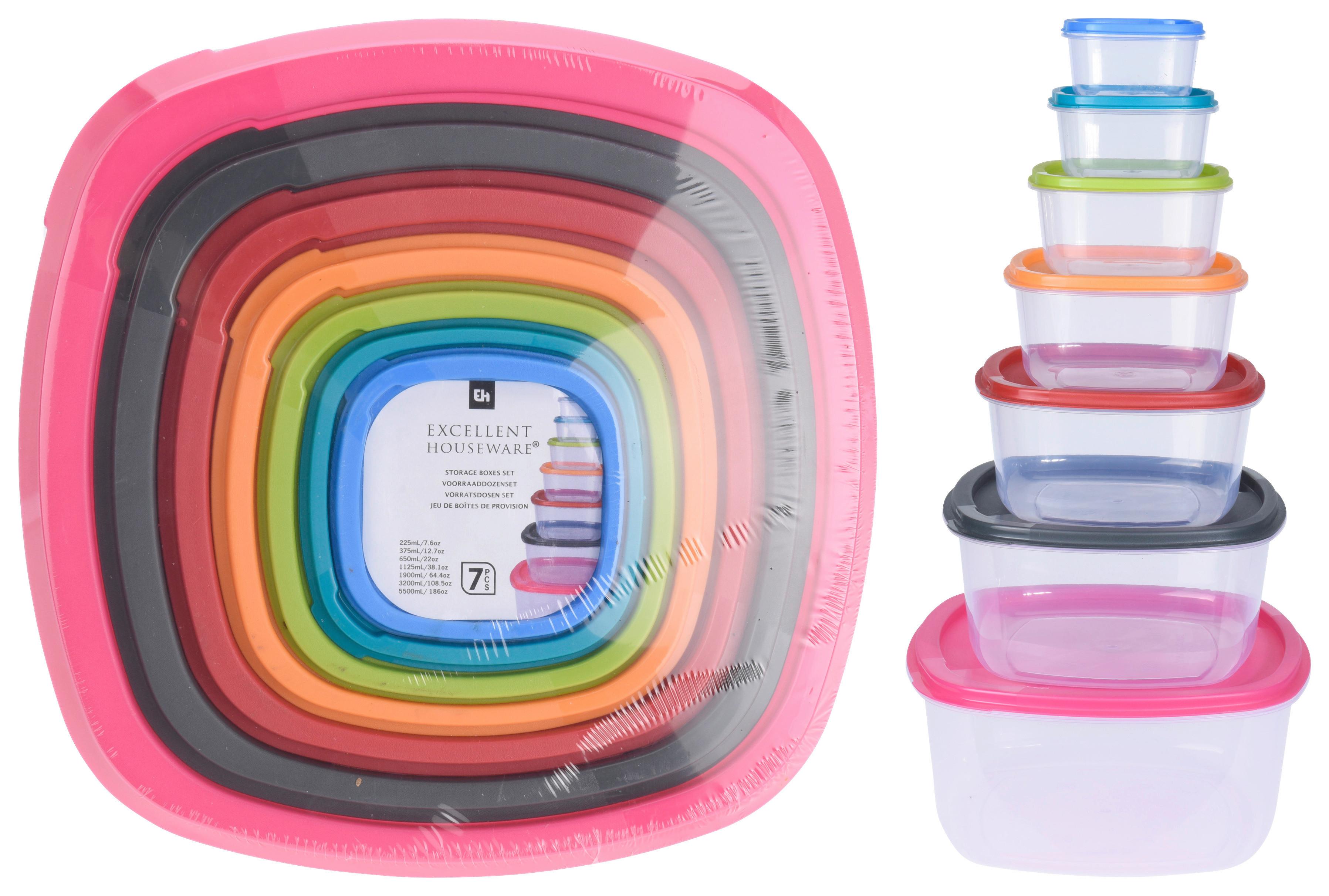 Aufbewahrungsboxen mit Deckel Set Kunststoff - Blau/Pink, Basics, Kunststoff (26/26/12cm)