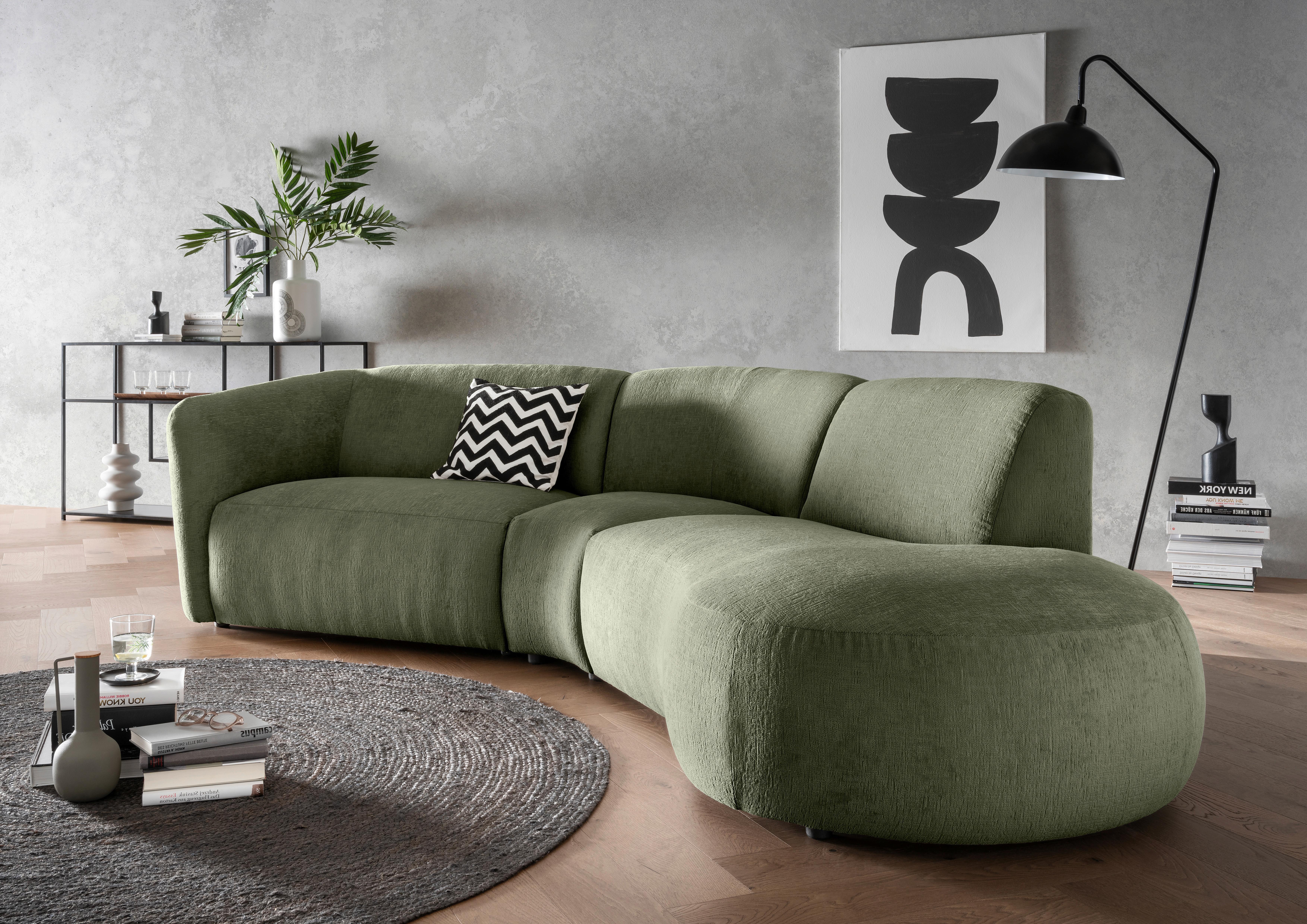 Ecksofa Jesi, Grün S: 276x182 Cm - Schwarz/Grün, MODERN, Textil (276/182cm) - Livetastic