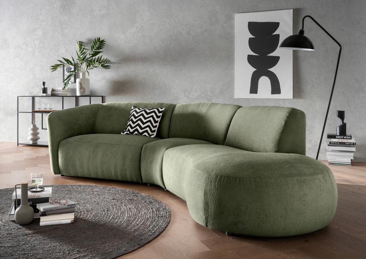 Ecksofa Jesi, Grün S: 276x182 Cm - Schwarz/Grün, MODERN, Textil (276/182cm) - Livetastic