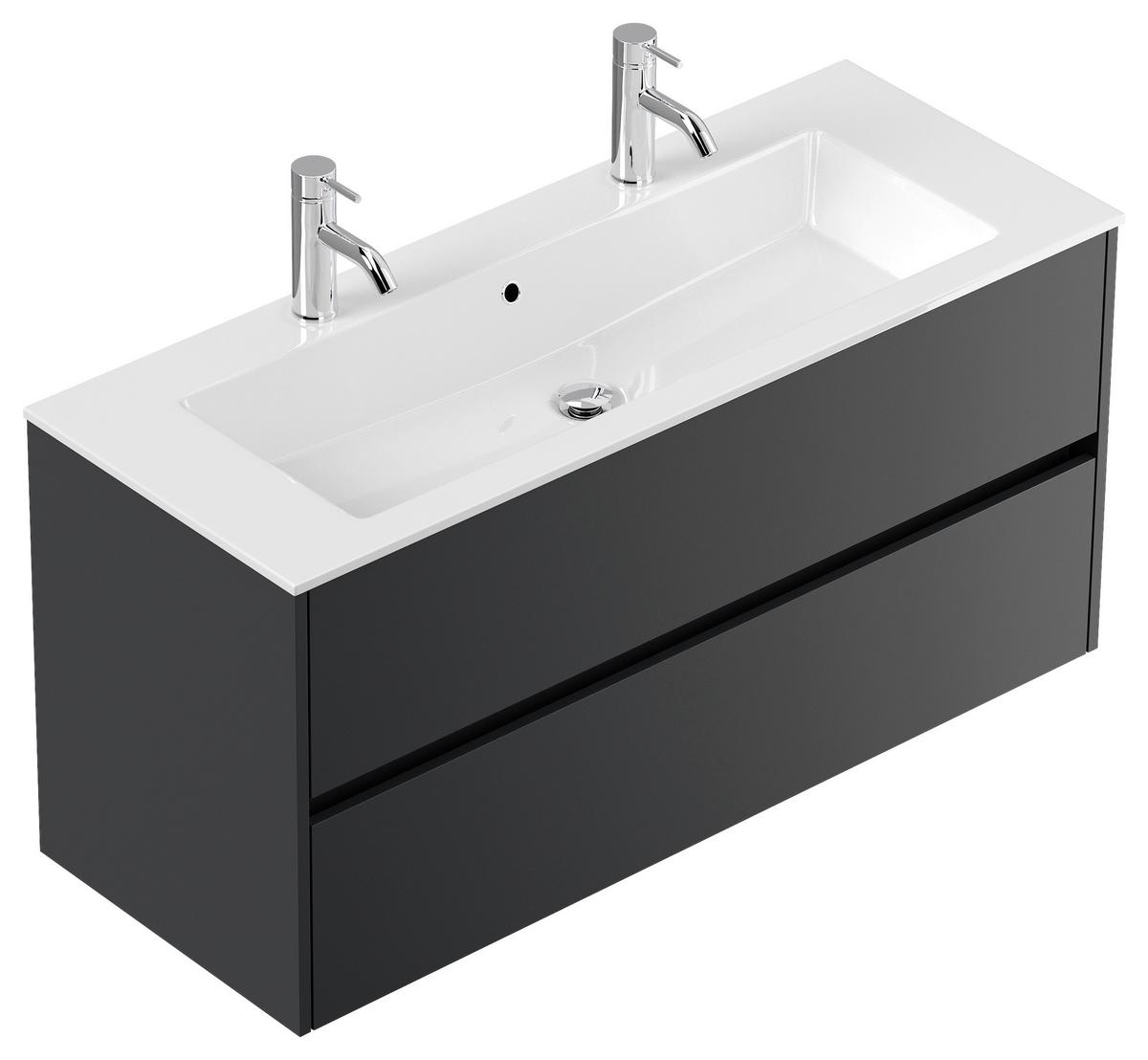 Waschtischkombi Limes Graphitfarben B: 120 Cm - Graphitfarben/Weiß, MODERN, Holzwerkstoff/Stein (120/58,8/46,5cm) - MID.YOU