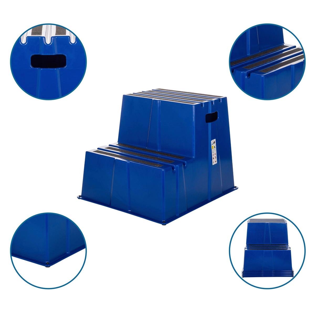 Tritthocker Tio-E2 - Blau, Basics, Kunststoff (57/51/65cm) - MID.YOU