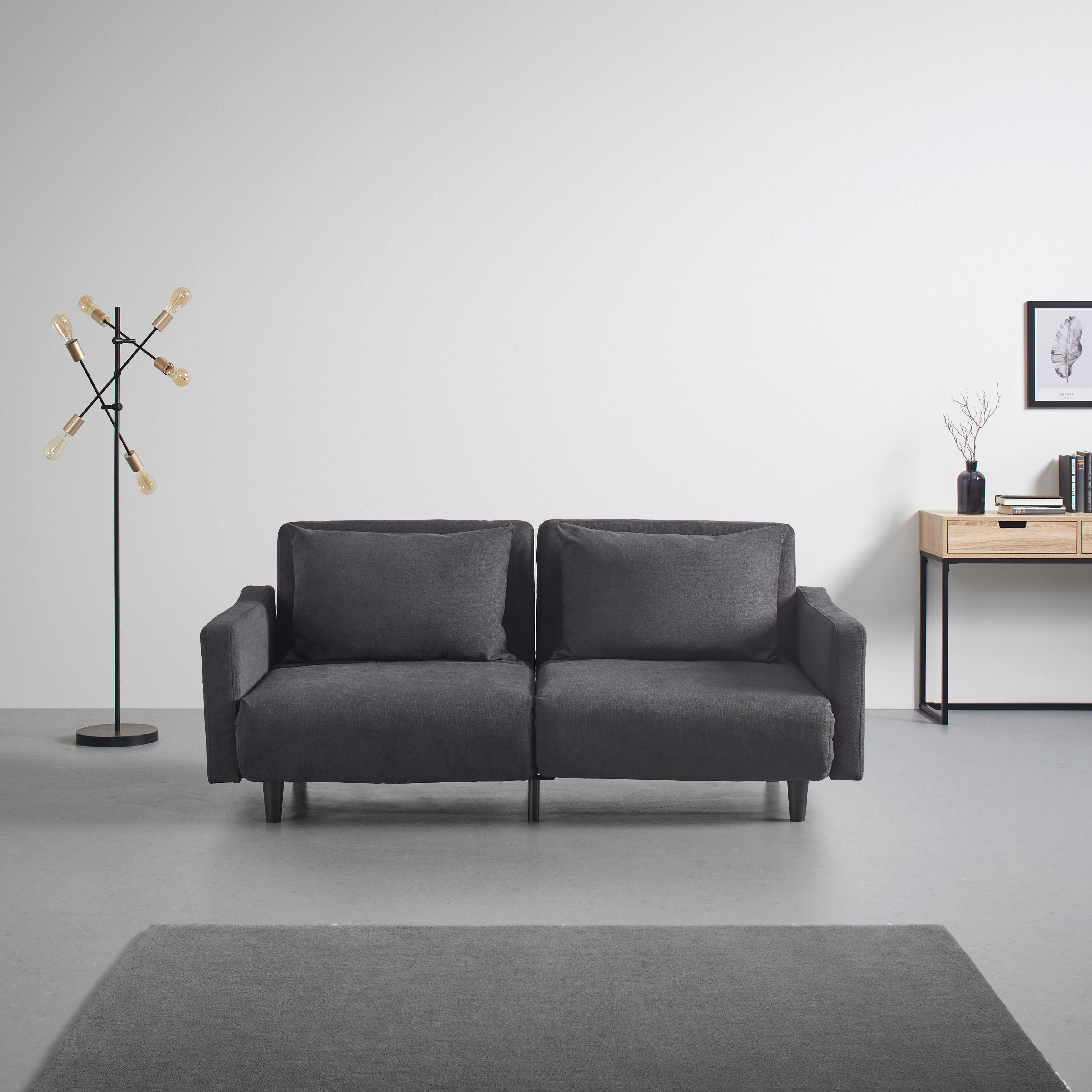 Malá Rozkládací Pohovka Sandro Tmavě Šedá - černá/tmavě šedá, Moderní, dřevo/textil (175/76/89cm) - Bessagi Home