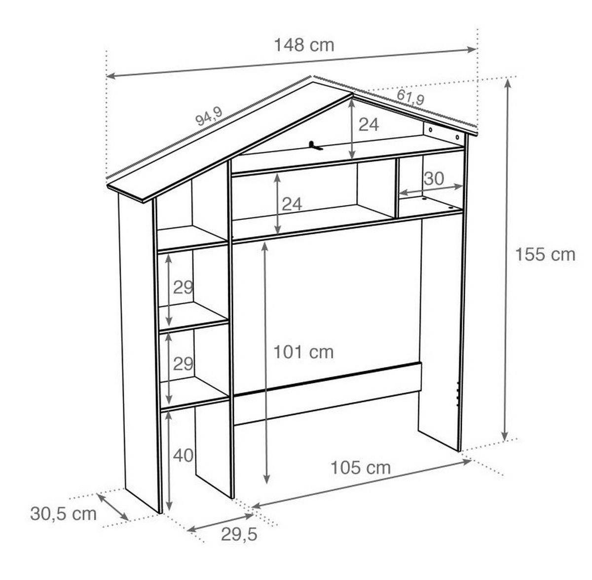 ÜBERBAUREGAL Weiß B: 148cm - Weiß, Design, Holz/Holzwerkstoff (148/155/31cm) - Livetastic