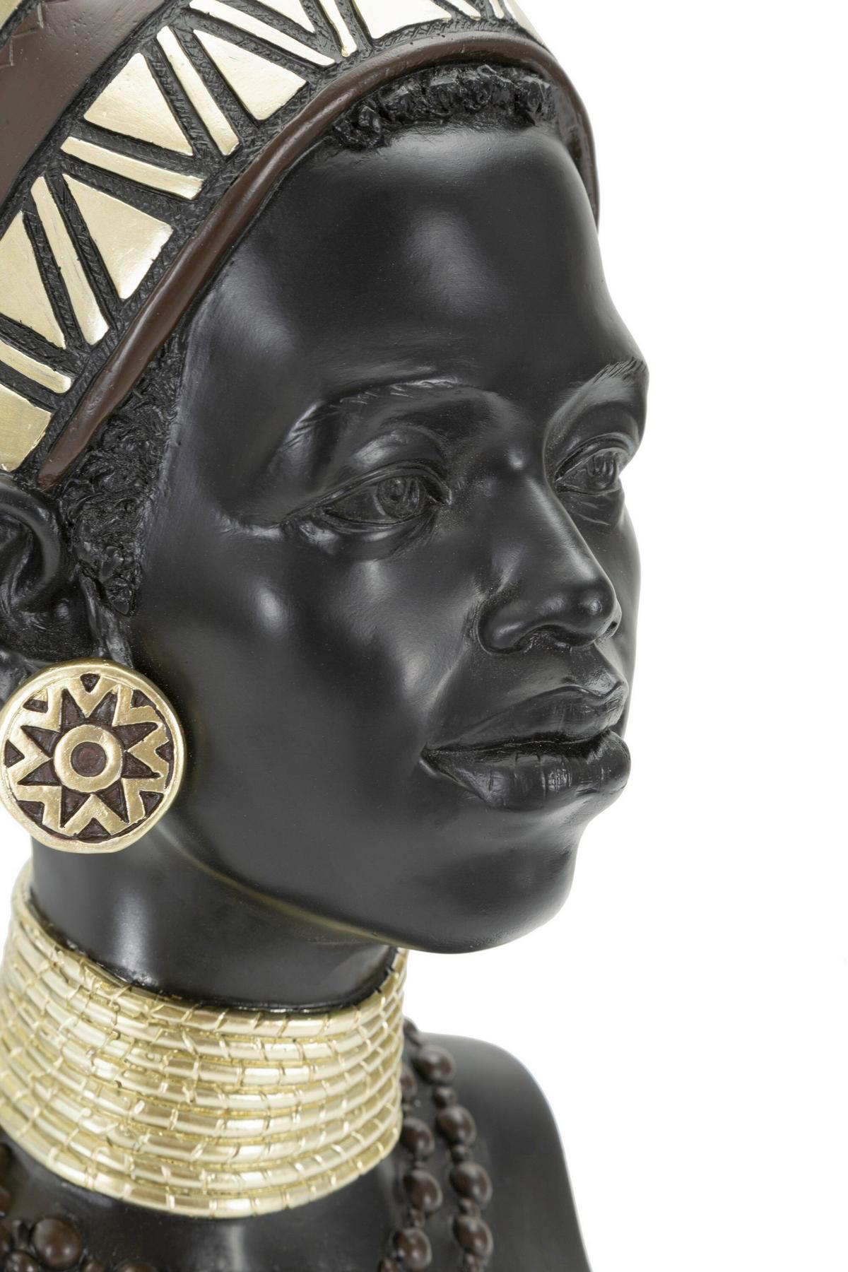 Skulptur Massai Woman Tribe Schwarz, Goldfarben, B: 23 cm - Goldfarben/Schwarz, Basics, Kunststoff (23/38.5/19cm)
