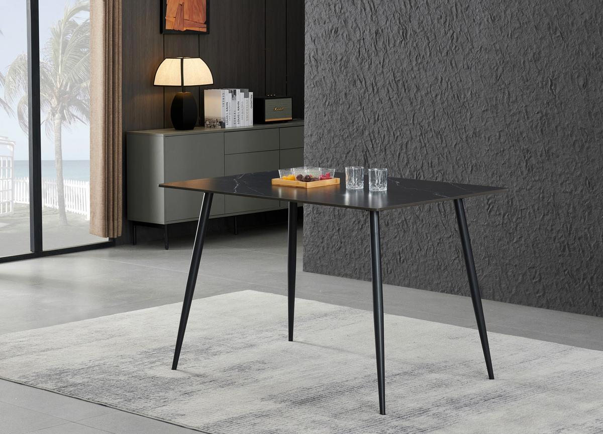 Esstisch Levi Keramik Schwarz, B: 120 Cm - Schwarz, KONVENTIONELL, Keramik/Metall (120/76/80cm) - P & B