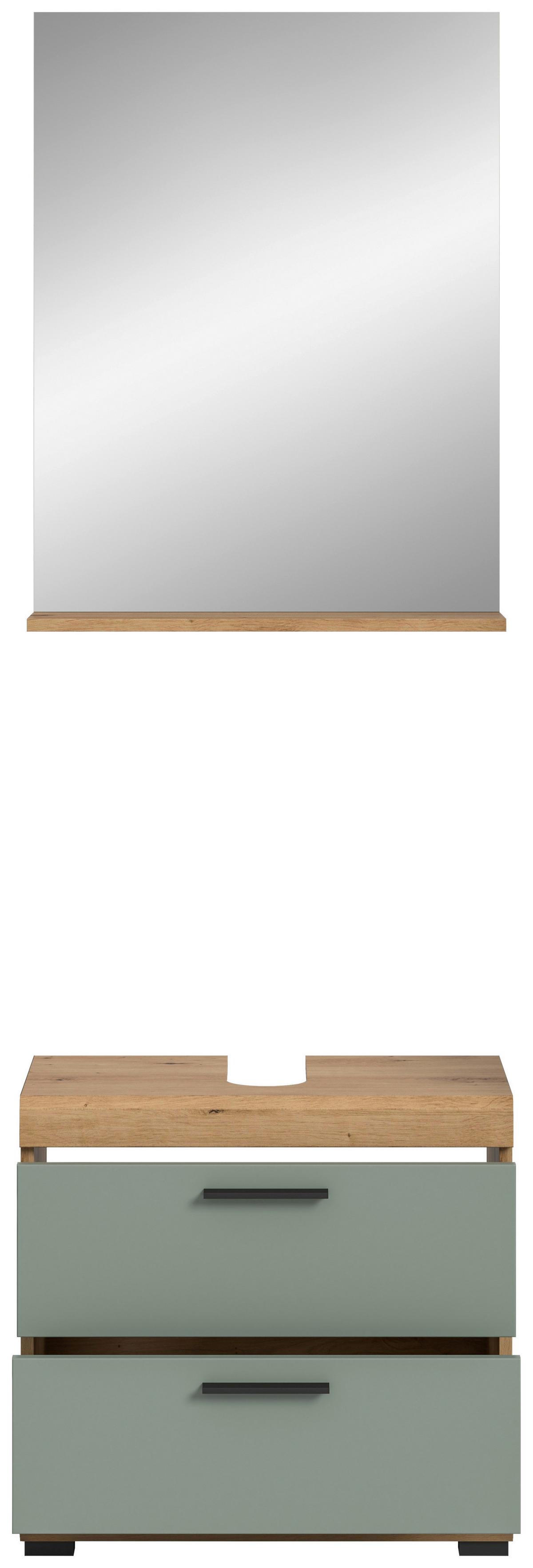 Badezimmer Scout Eiche Artisan Dekor Salbeigrün - Salbeigrün/Schwarz, MODERN, Glas/Holzwerkstoff (60cm) - MID.YOU