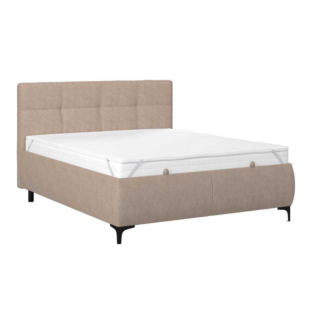Polsterbett Zeni 140 - Sandfarben/Schwarz, KONVENTIONELL, Holz/Textil (140/200cm)