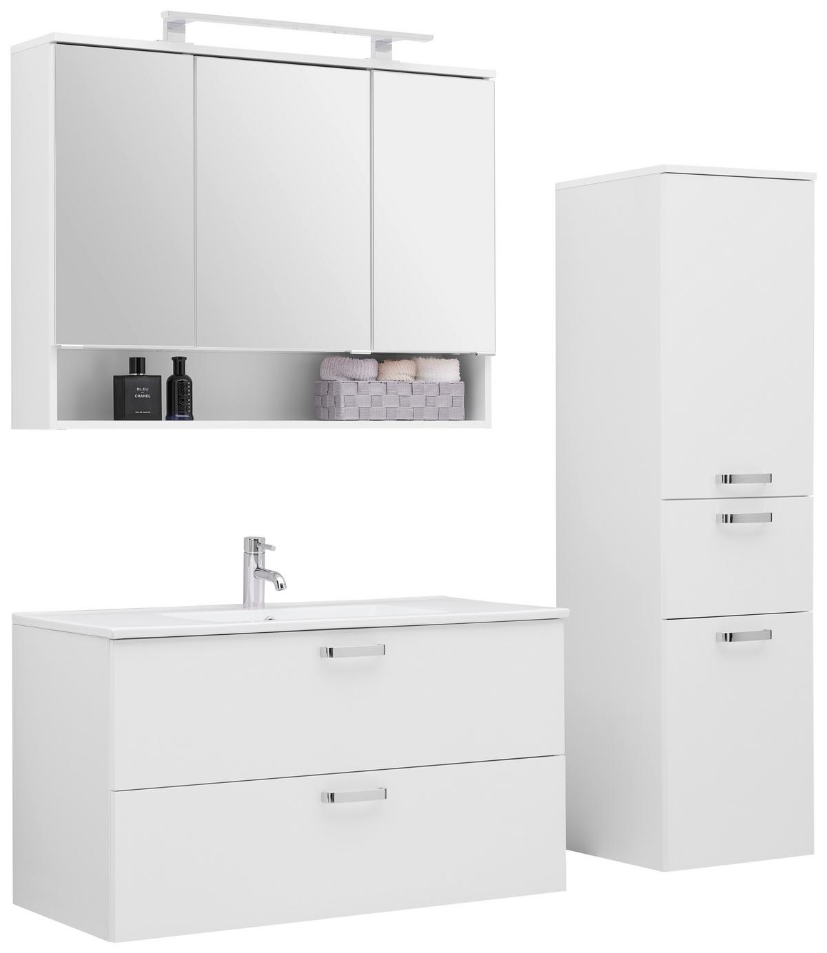 Badezimmer Hochschrank Bxh 40x147 Cm Weiß - Weiß, KONVENTIONELL, Holzwerkstoff (40/147/38,5cm) - Ondega