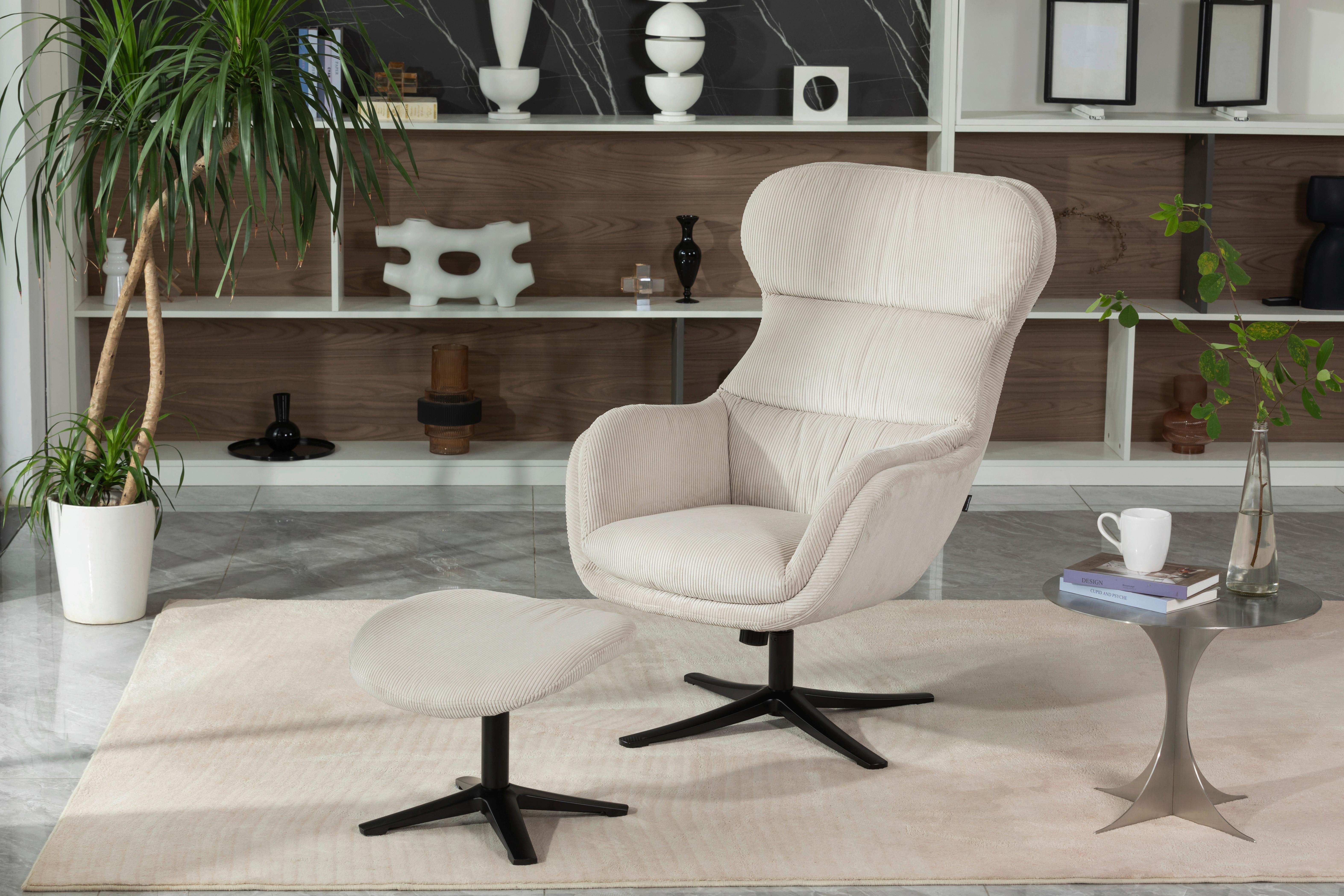 Sesselset Tabbe - Beige/Schwarz, MODERN, Textil (76/110/88,5cm) - Livetastic