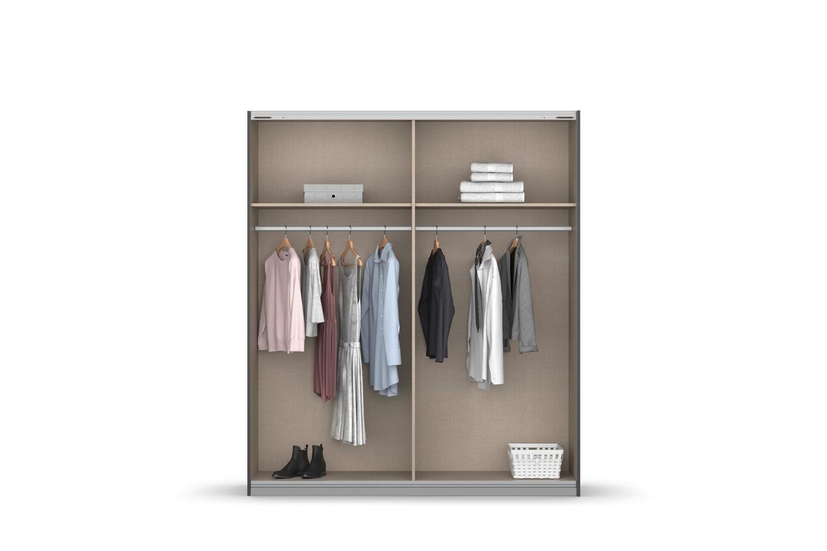 Schwebetürenschrank Subito - Silberfarben/Graphitfarben, MODERN, Holzwerkstoff (181/197/61cm) - Rauch Möbel