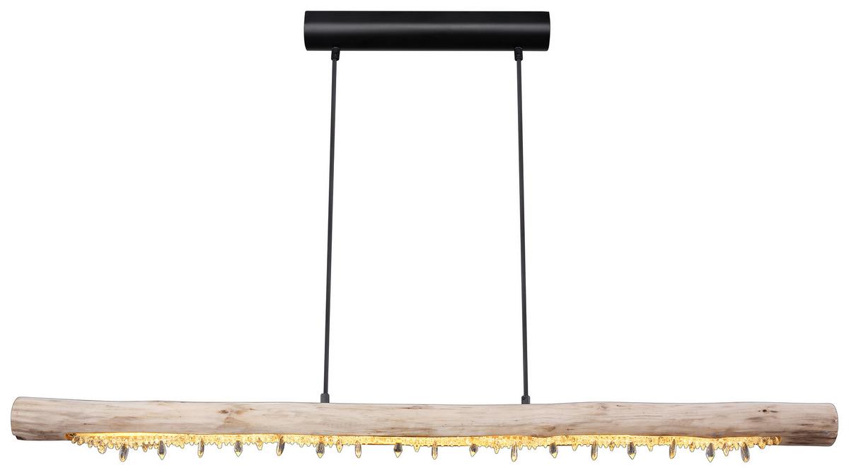 Hängeleuchte Felicitas H: 150 cm 1-Flammig - Klar/Schwarz, Basics, Holz/Kunststoff (120/7/150cm) - Globo